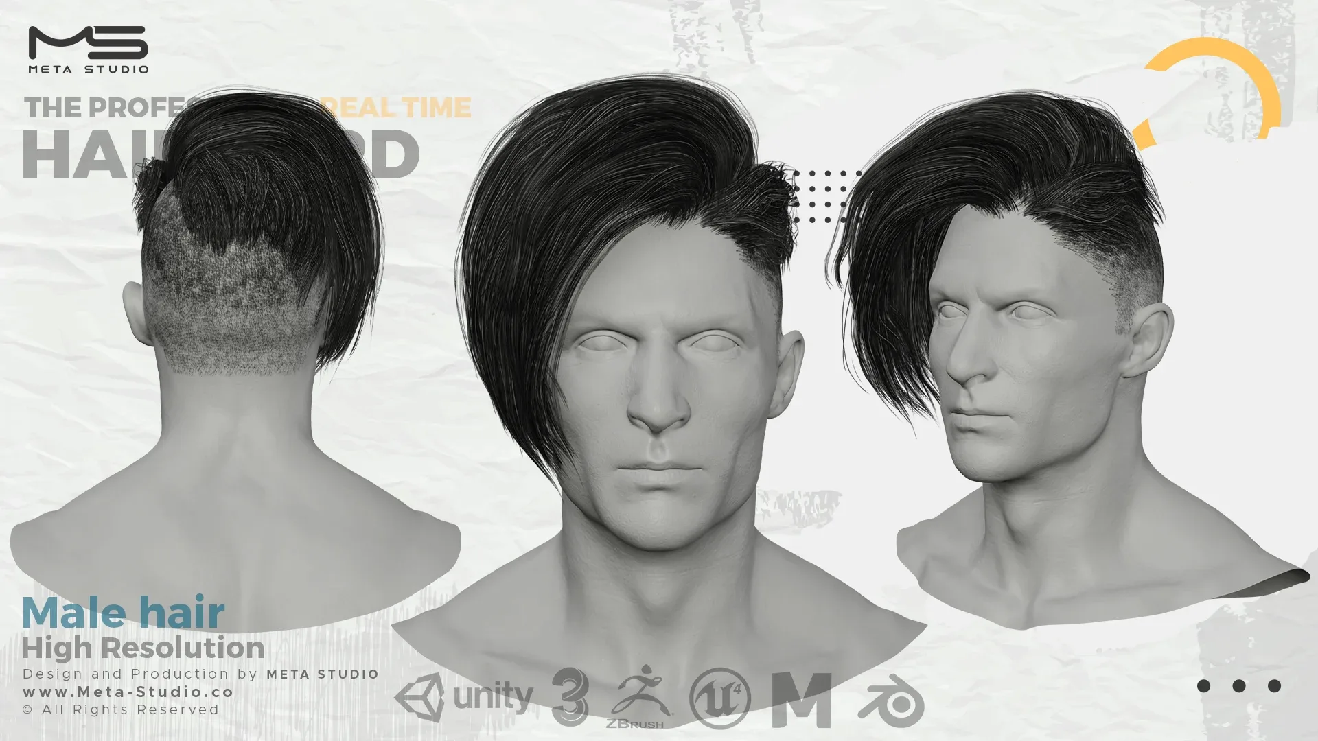 Male Hair Part 4 - Professional Realtime Hair card