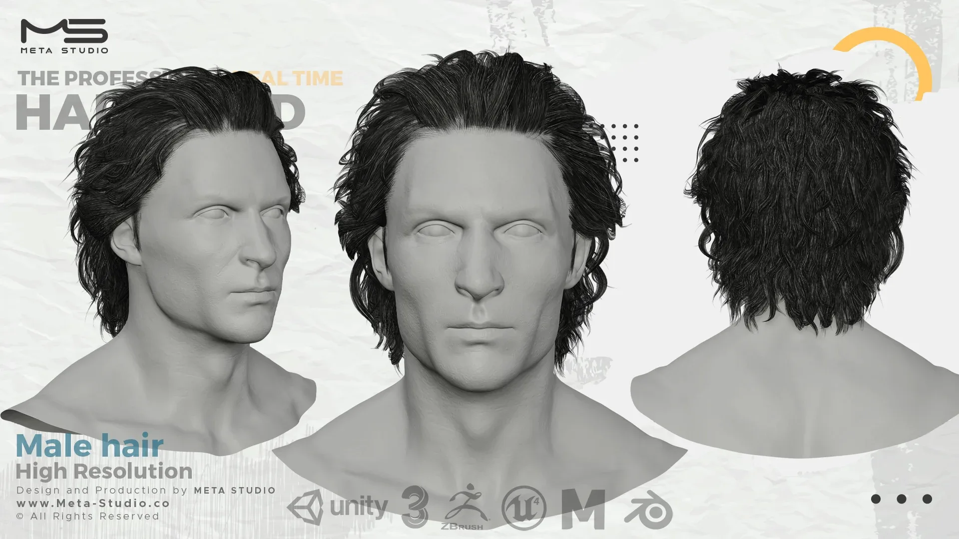 Male Hair Part 4 - Professional Realtime Hair card