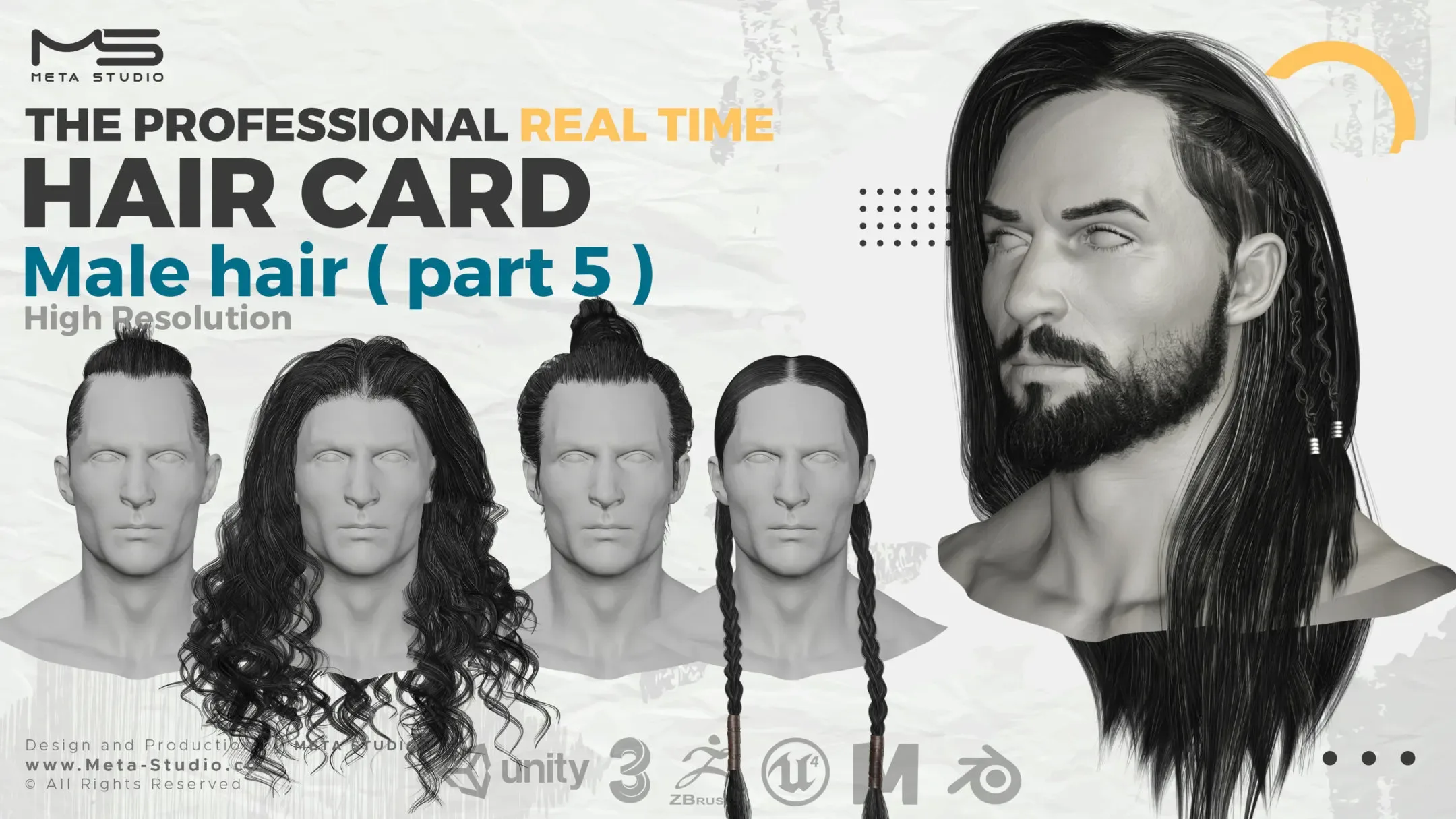 Male Hair Part 5 - Professional Realtime Hair card