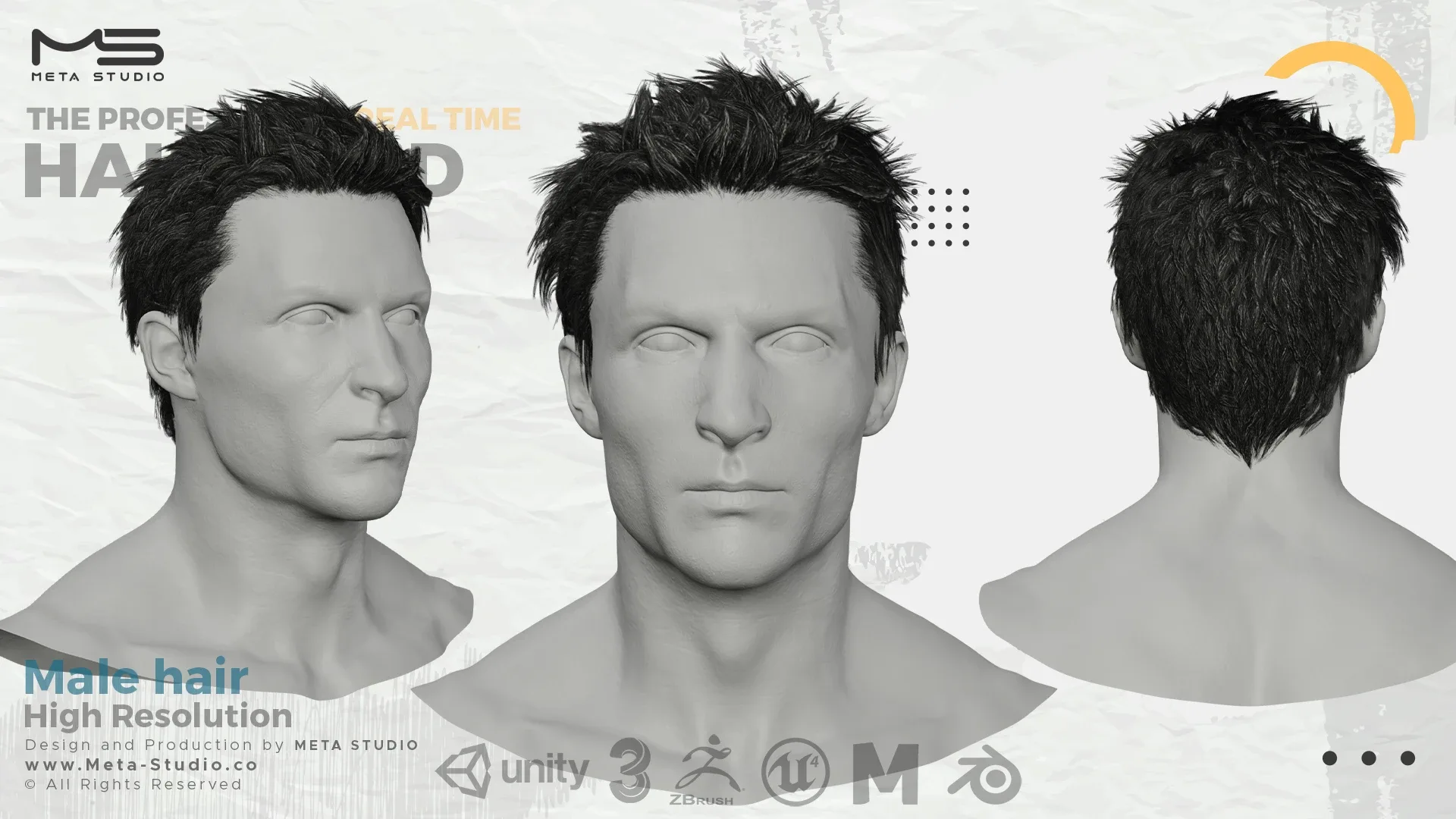 Male Hair Part 6 - Professional Realtime Hair card