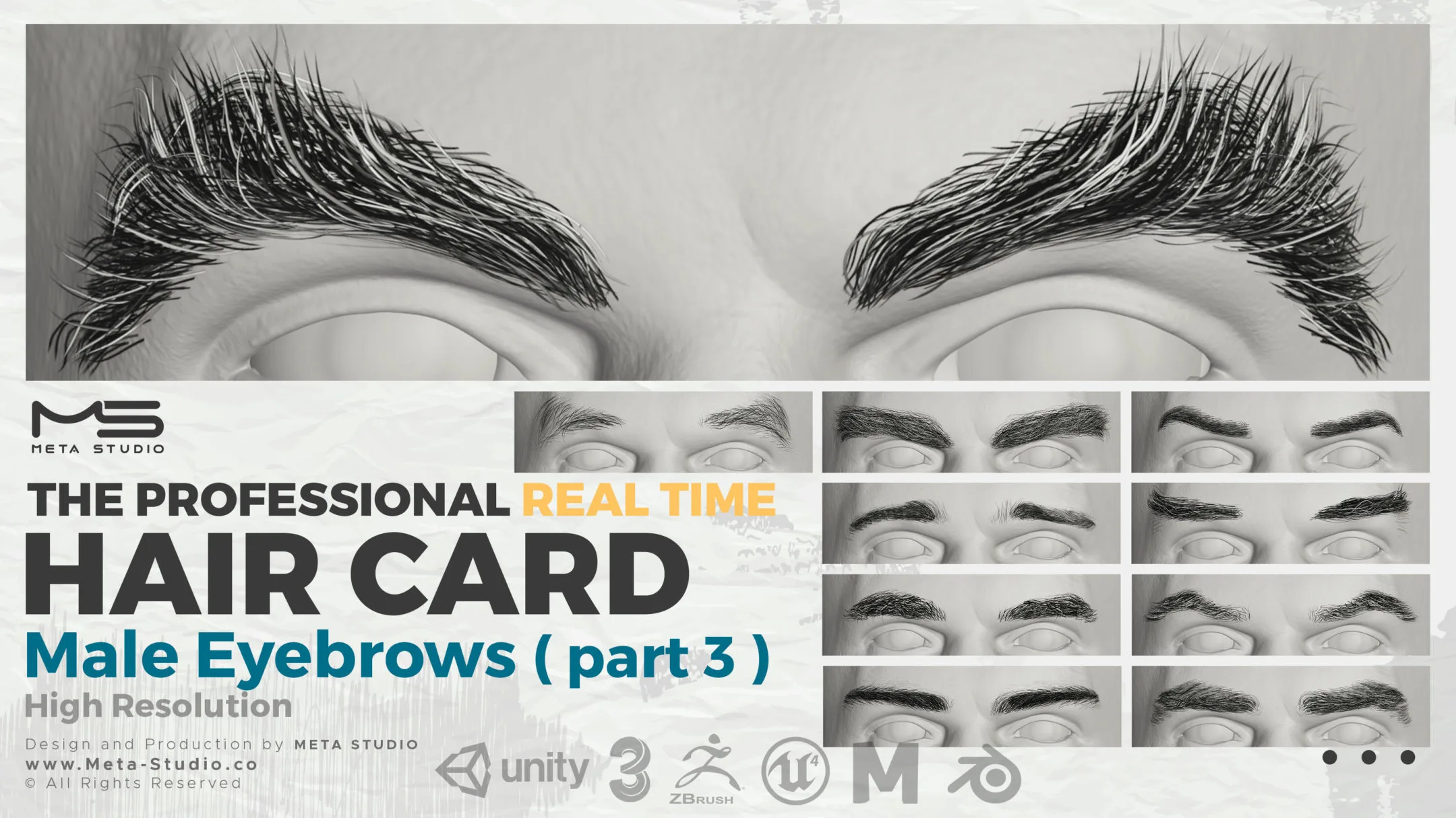 Male Eyebrows Part 3 - Professional Realtime Hair card