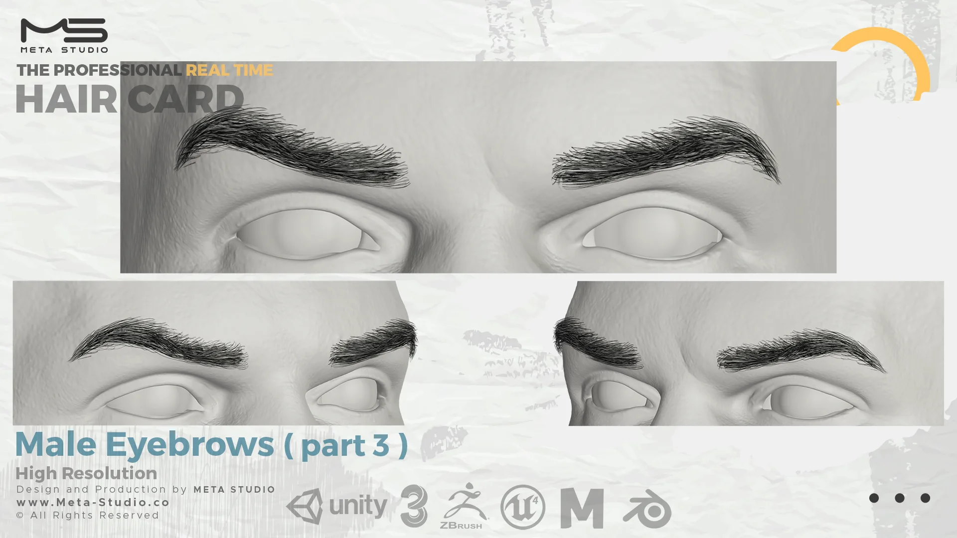 Male Eyebrows Part 3 - Professional Realtime Hair card