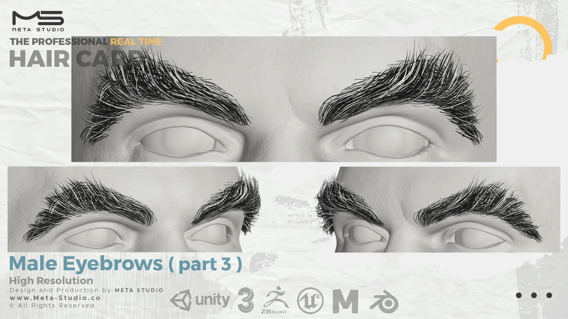 Male Eyebrows Part 3 - Professional Realtime Hair card