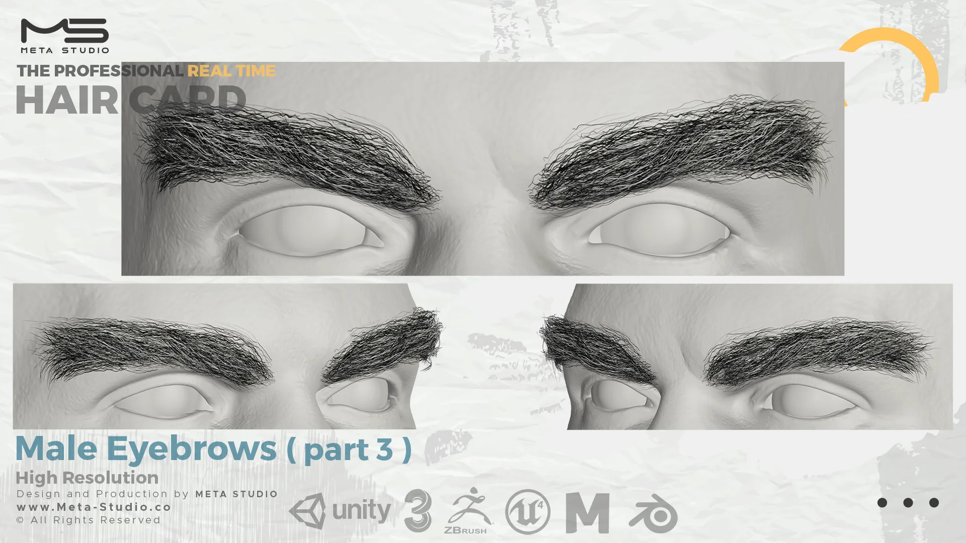 Male Eyebrows Part 3 - Professional Realtime Hair card