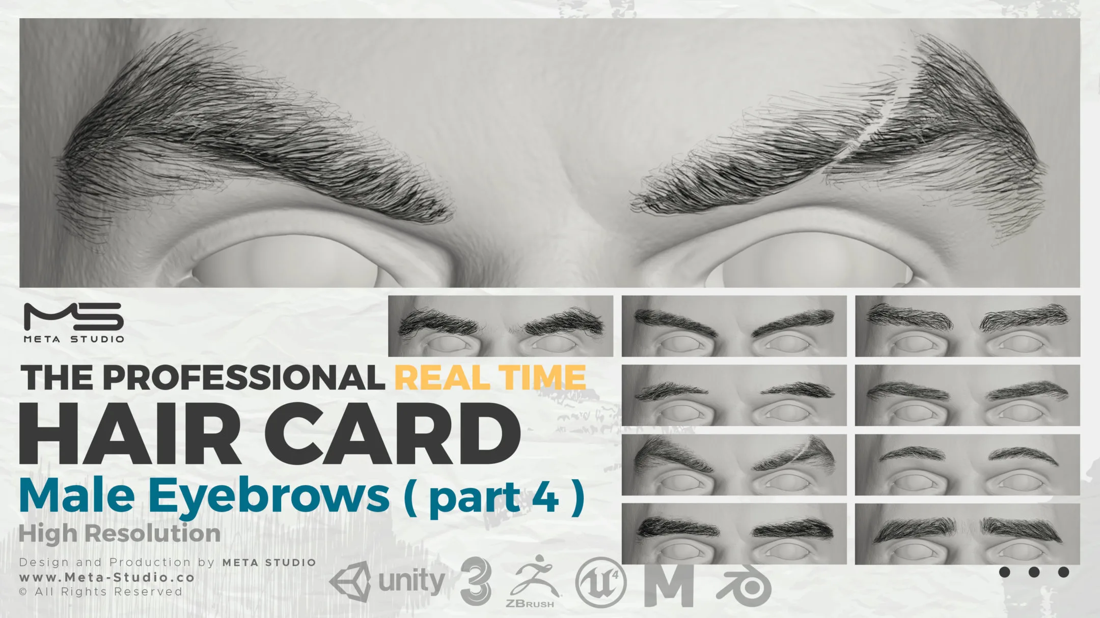 Male Eyebrows Part 4 - Professional Realtime Hair card