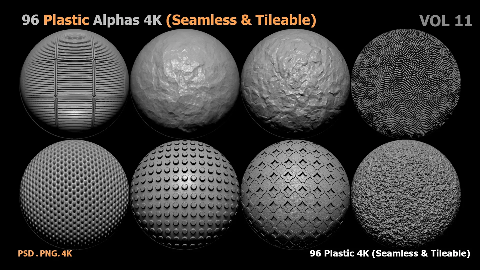 96 Plastic Alphas (Seamless & Tileable) VOL 11