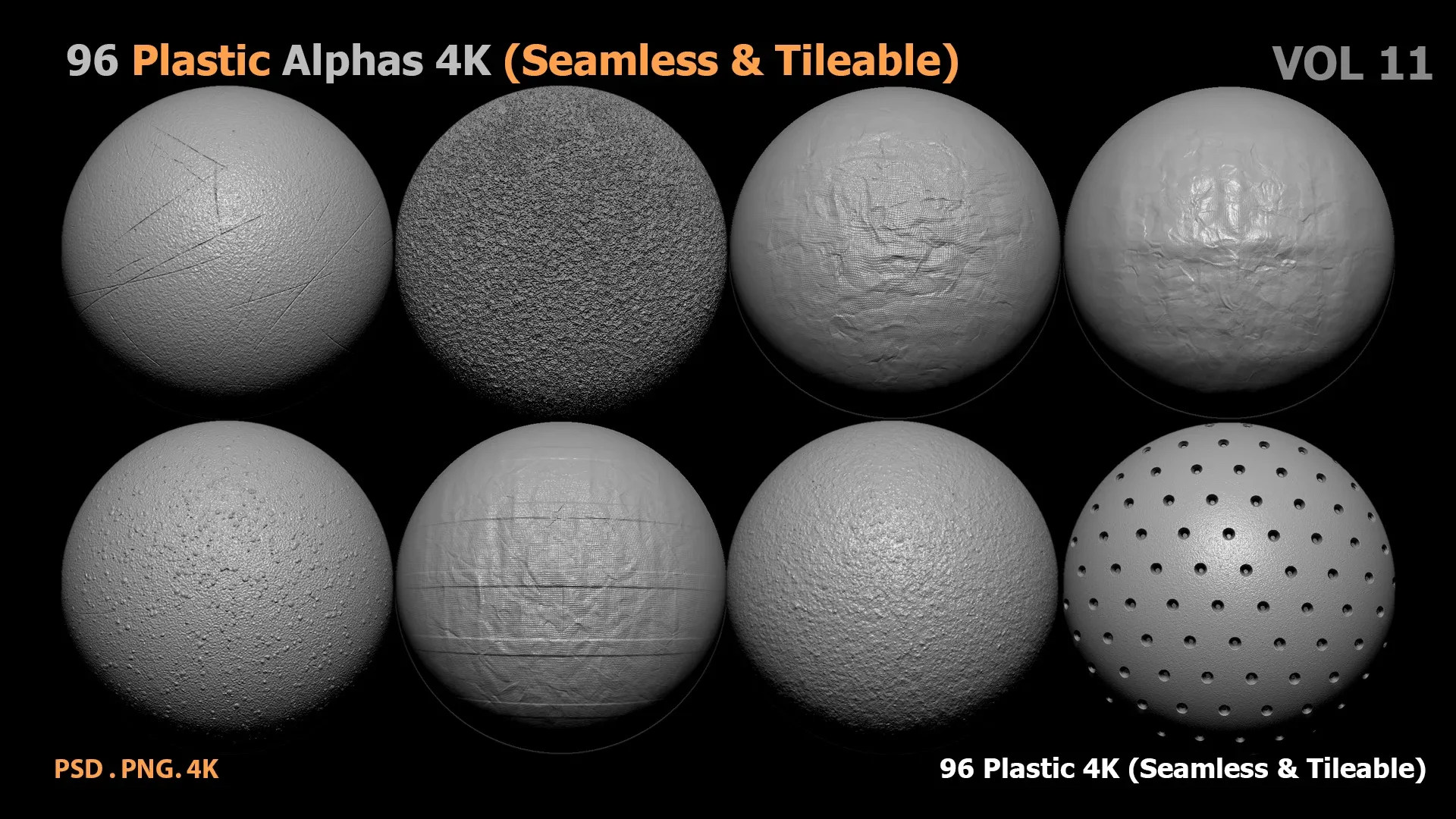 96 Plastic Alphas (Seamless & Tileable) VOL 11