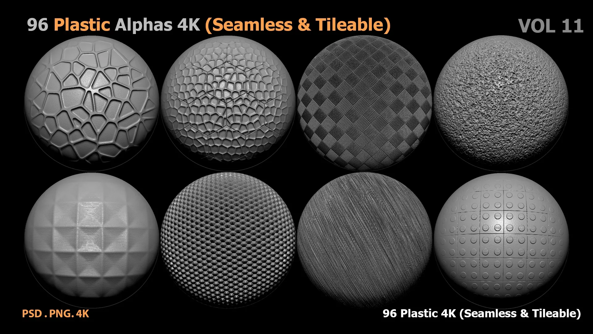 96 Plastic Alphas (Seamless & Tileable) VOL 11