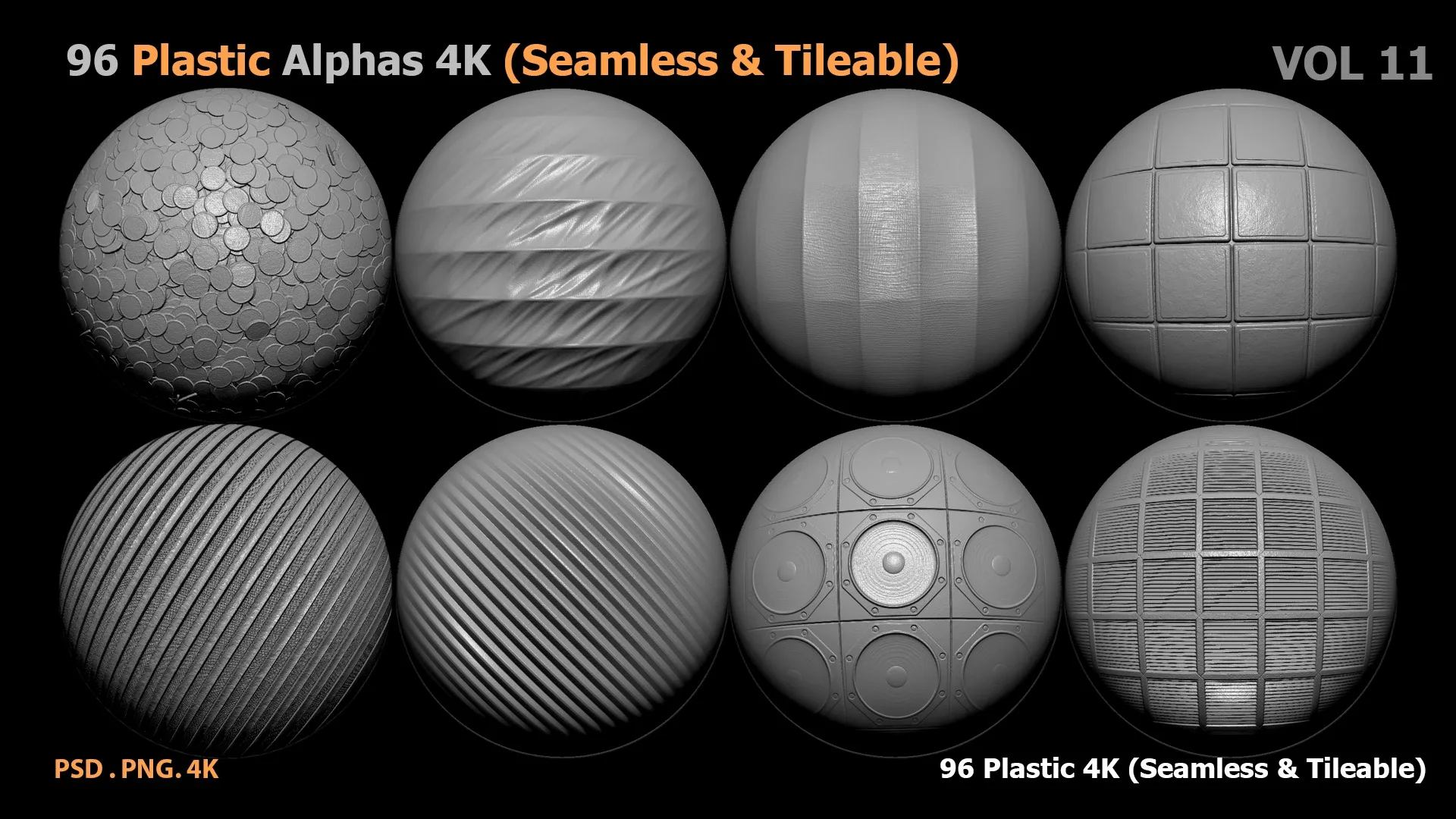 96 Plastic Alphas (Seamless & Tileable) VOL 11