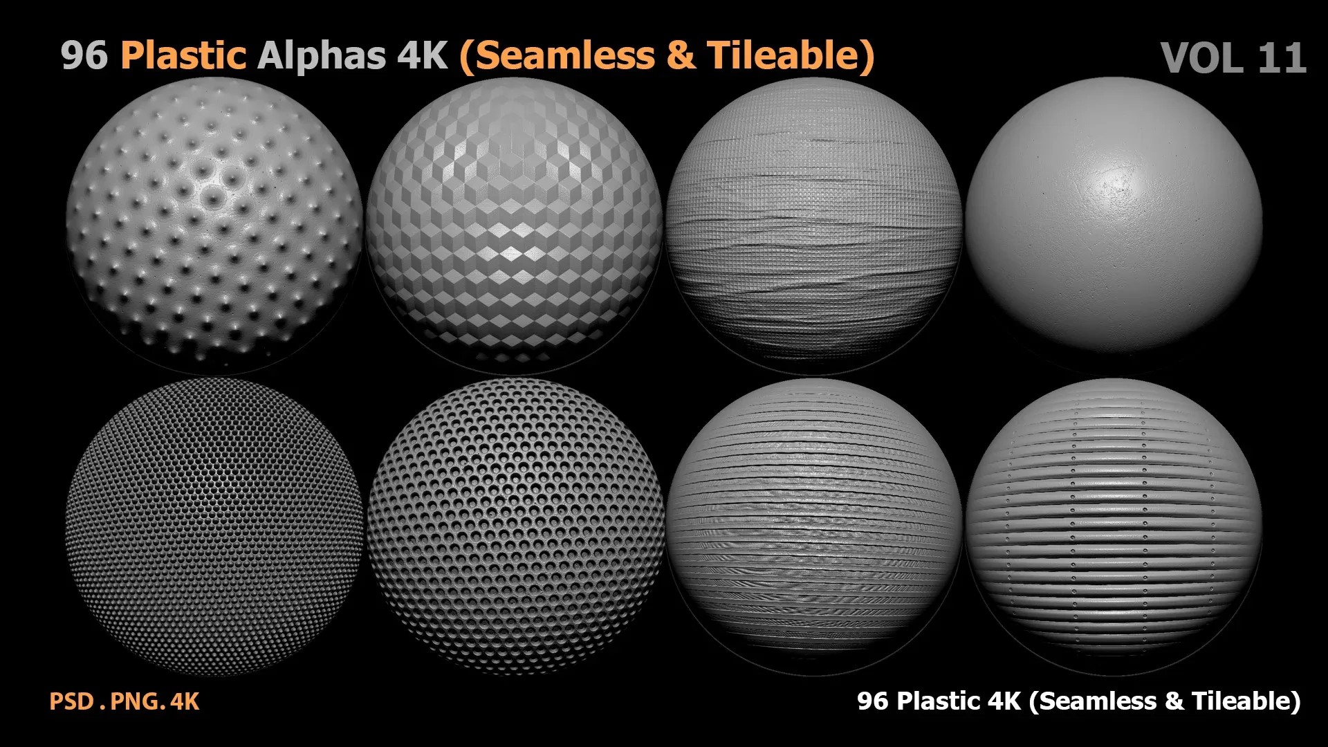 96 Plastic Alphas (Seamless & Tileable) VOL 11