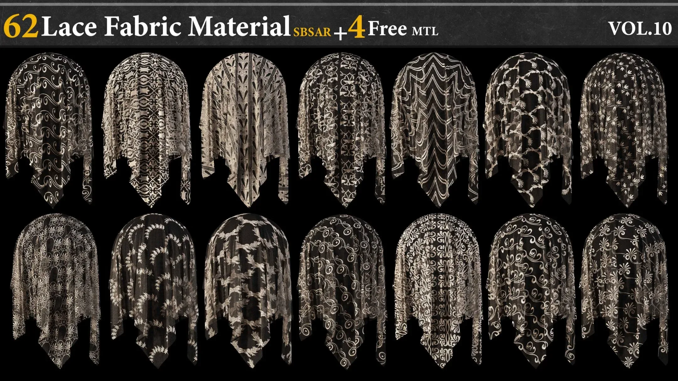 62 Lace Fabric Material_SBSAR_4 Free samples_VOL.10