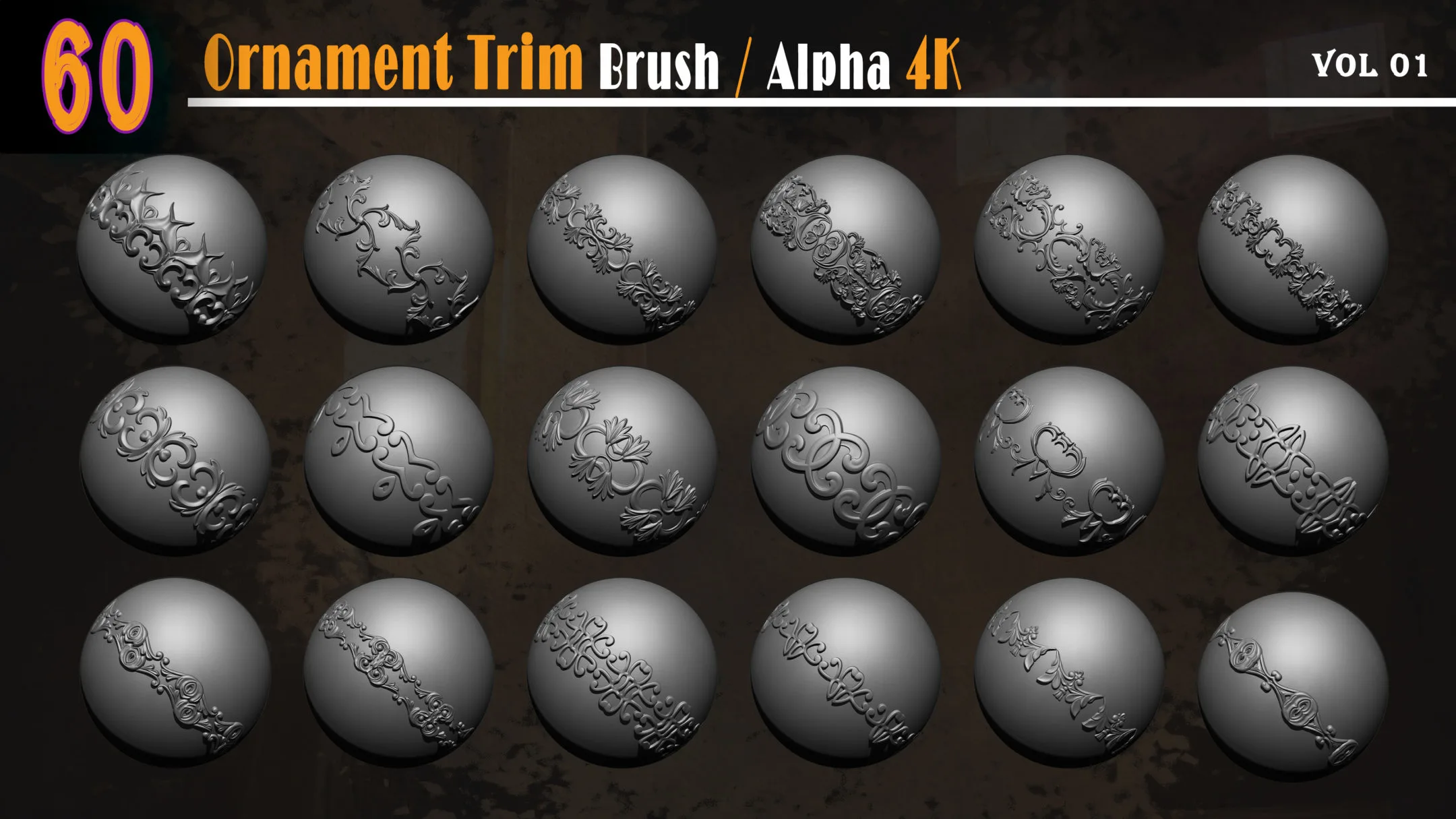 60 Ornament Trim Brush / Alpha Vol 01