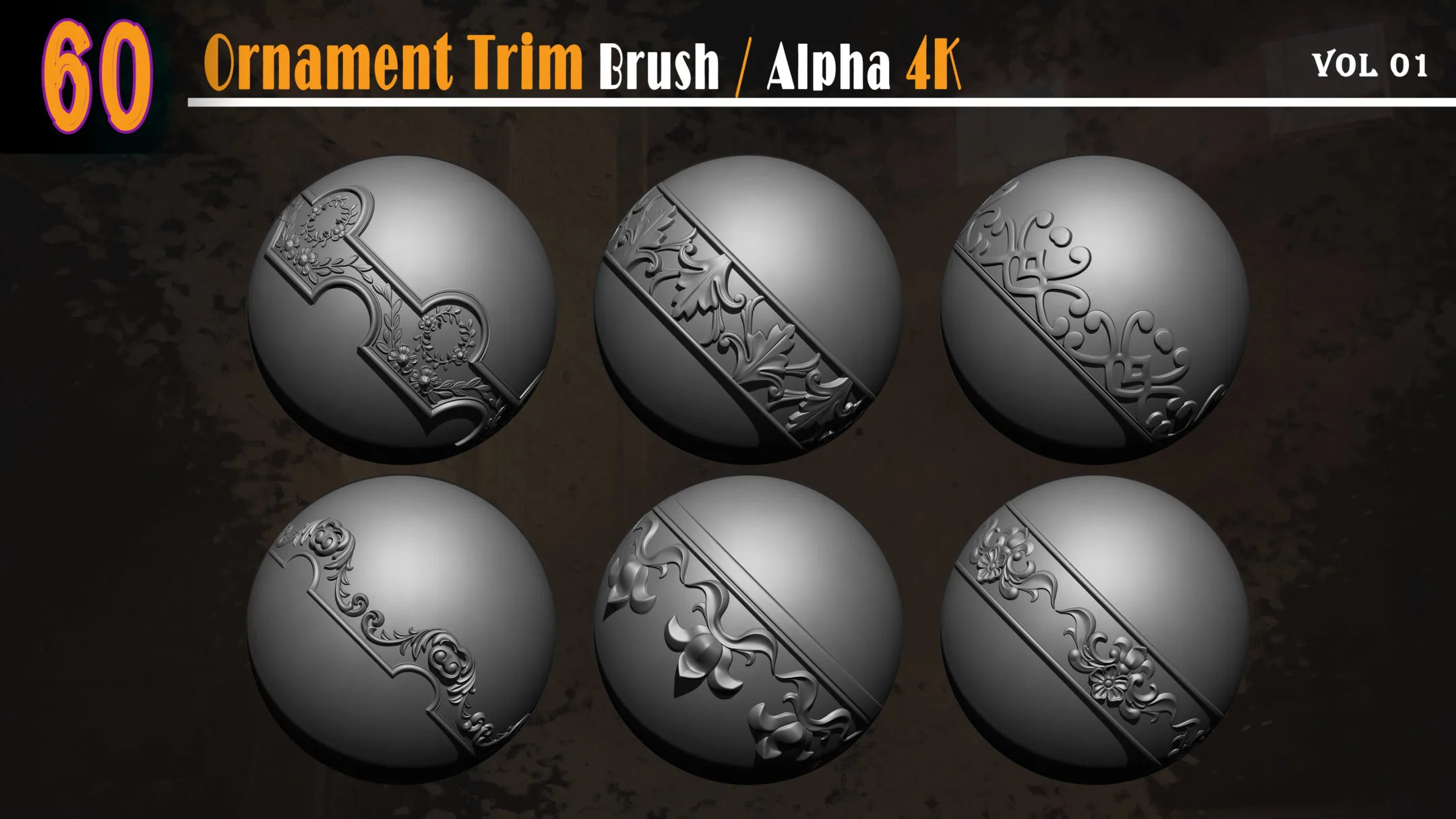 60 Ornament Trim Brush / Alpha Vol 01