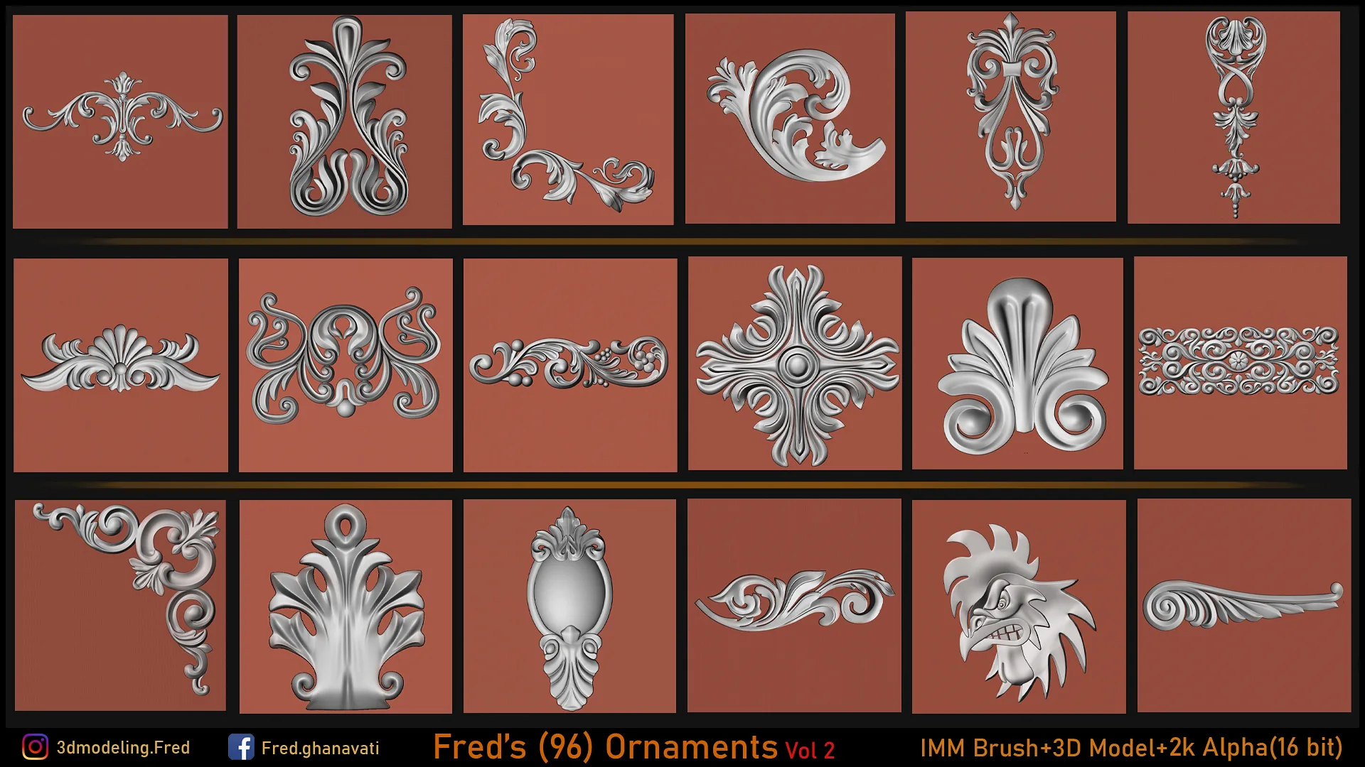 Fred's 96 Ornament Brush & Kitbash Vol 2