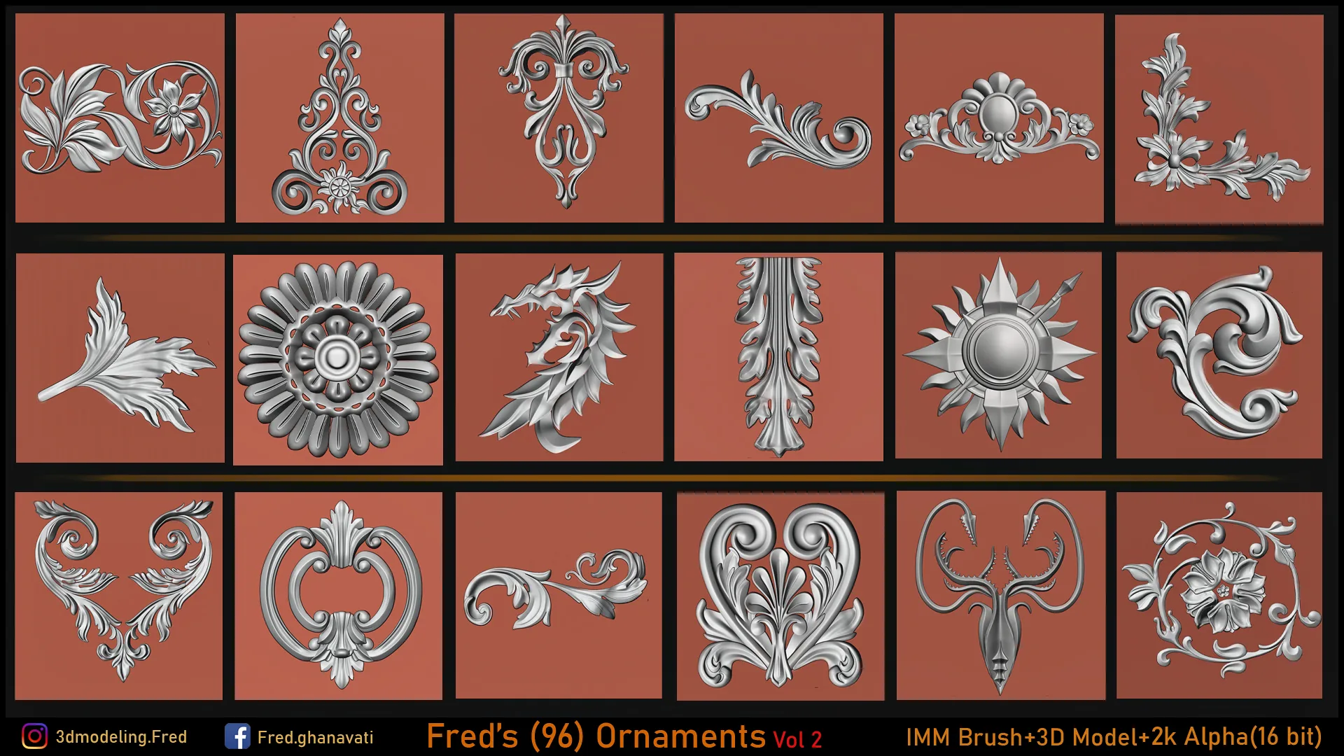 Fred's 96 Ornament Brush & Kitbash Vol 2