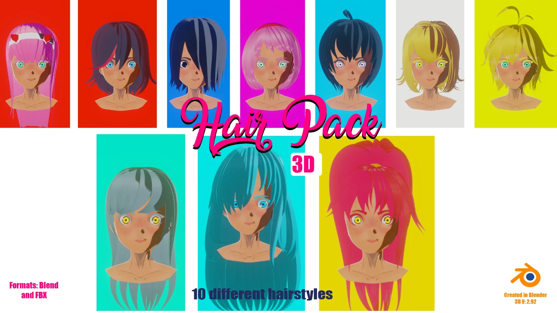 Hair Pack 10 Models