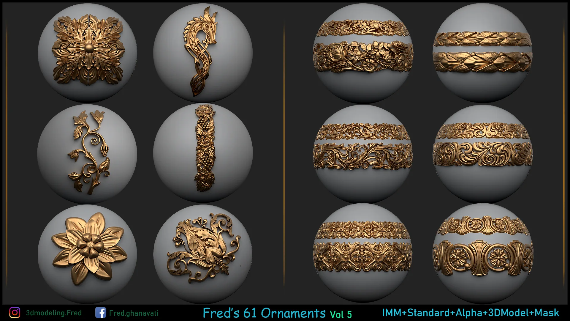 Fred's 61 Ornament IMM+ 3dModels Vol 5