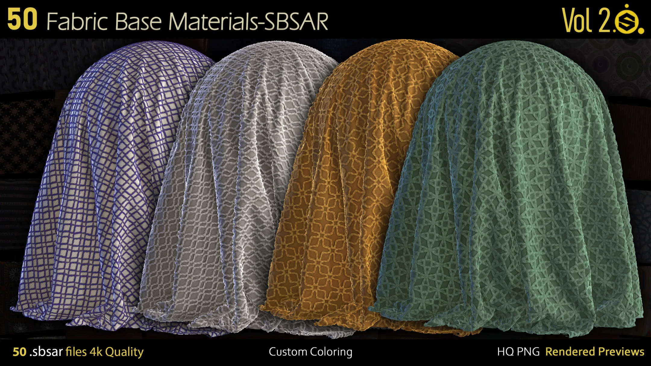 50 Fabric Materials-sbsar-4k-custom colors-Vol2