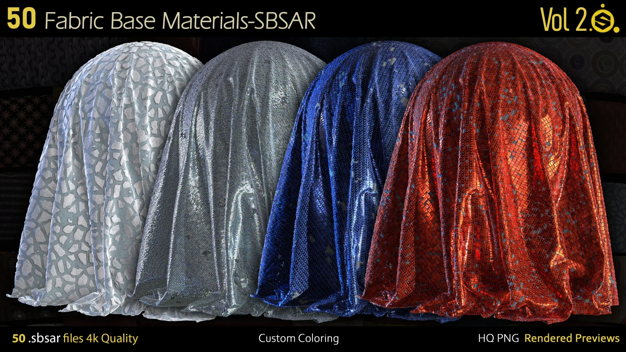 50 Fabric Materials-sbsar-4k-custom colors-Vol2