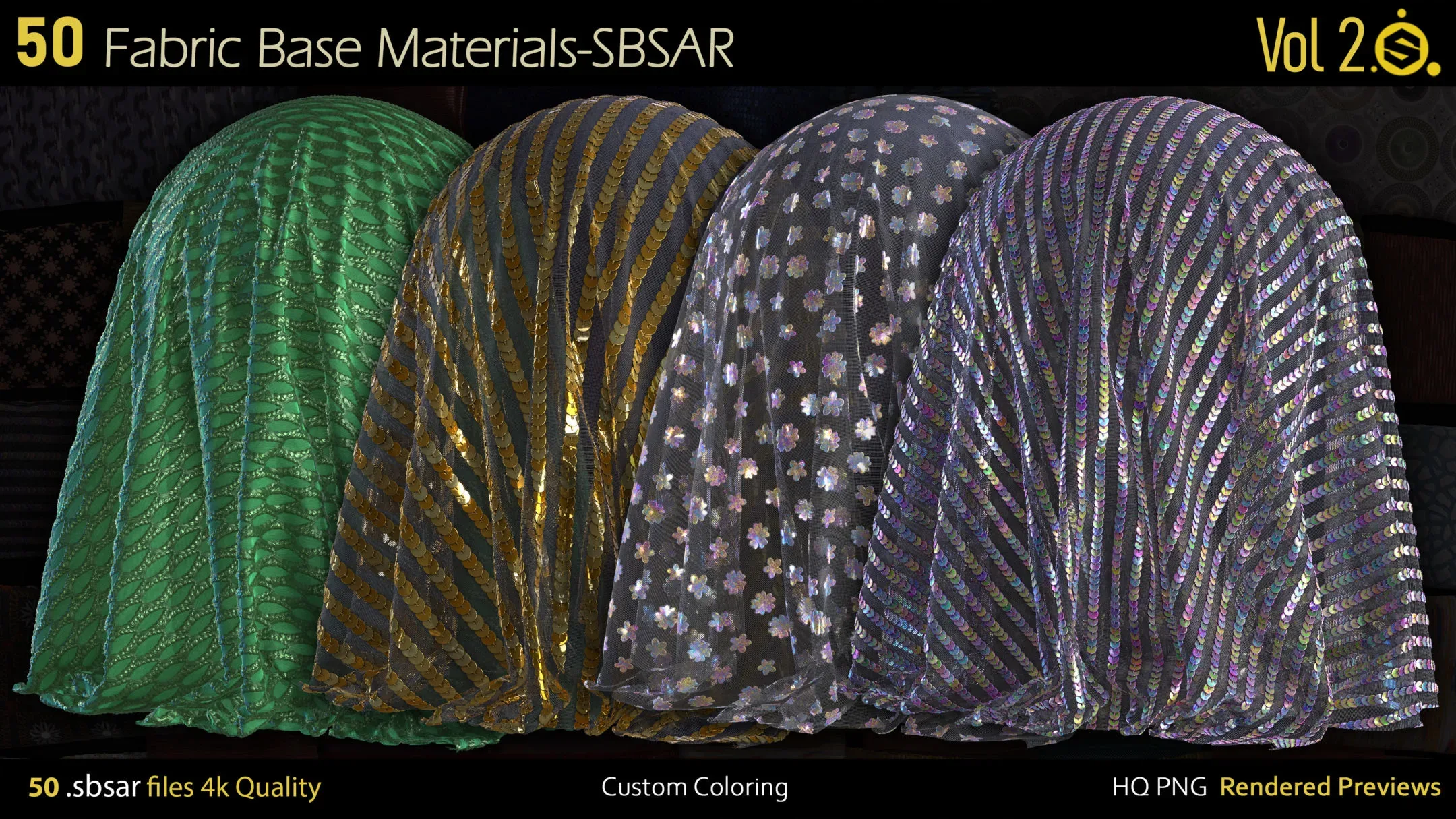 50 Fabric Materials-sbsar-4k-custom colors-Vol2