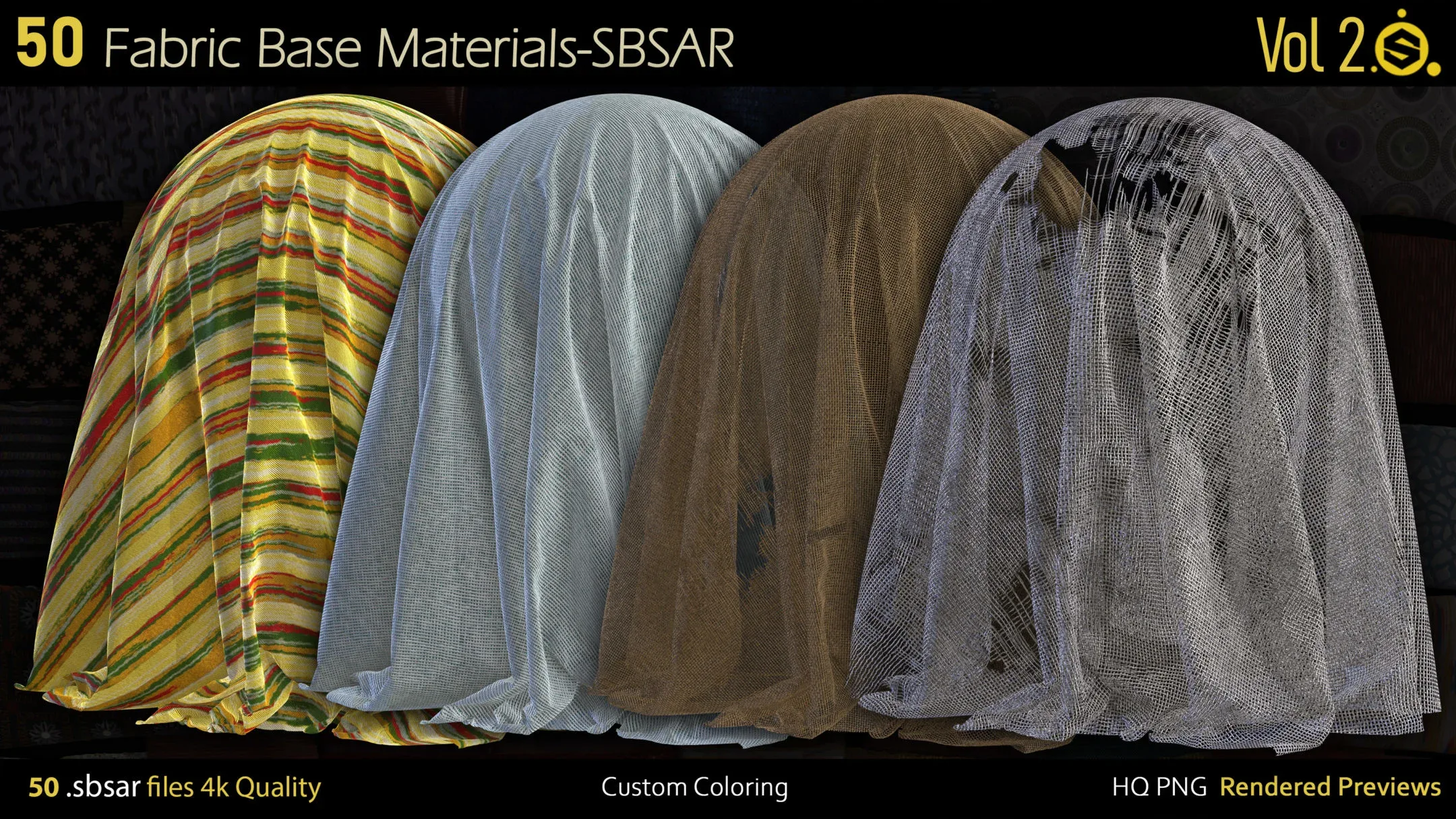 50 Fabric Materials-sbsar-4k-custom colors-Vol2