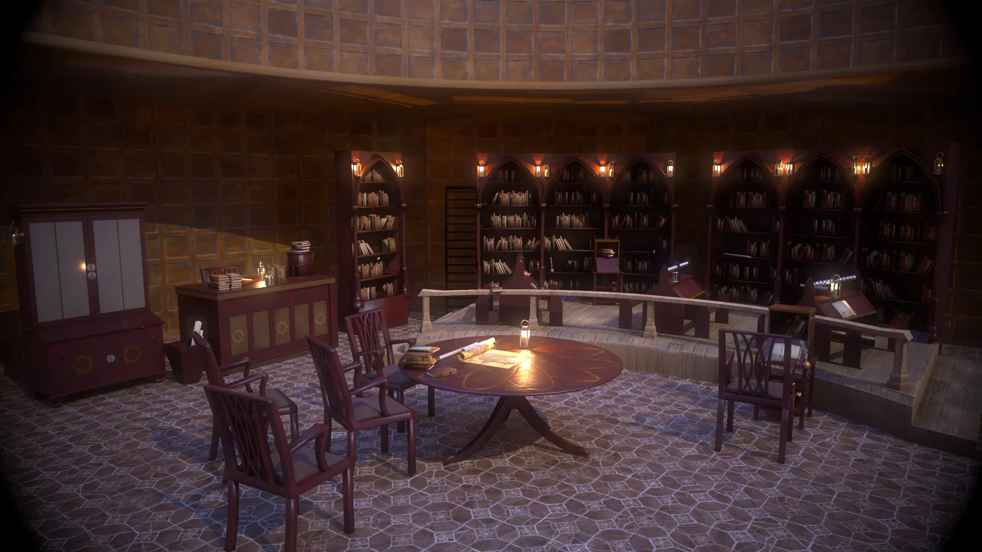 Medieval Library Model Pack Mocha Low-poly 3D Model