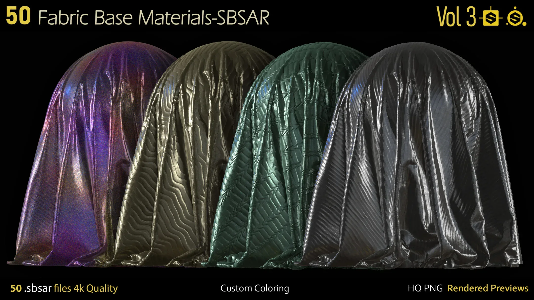 50 Fabric Materials-sbsar-4k-custom colors-Vol3