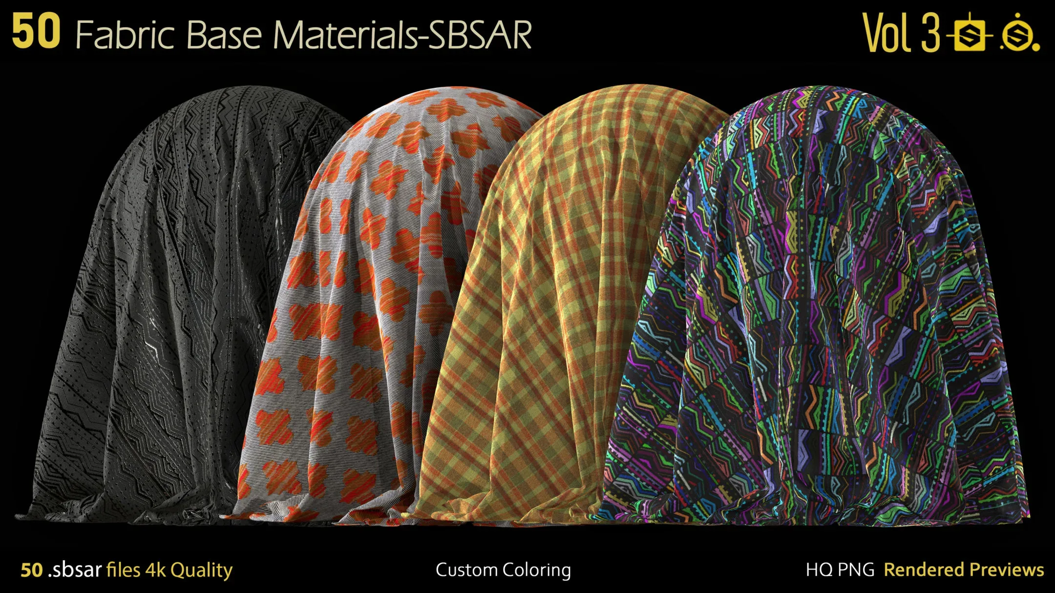 50 Fabric Materials-sbsar-4k-custom colors-Vol3