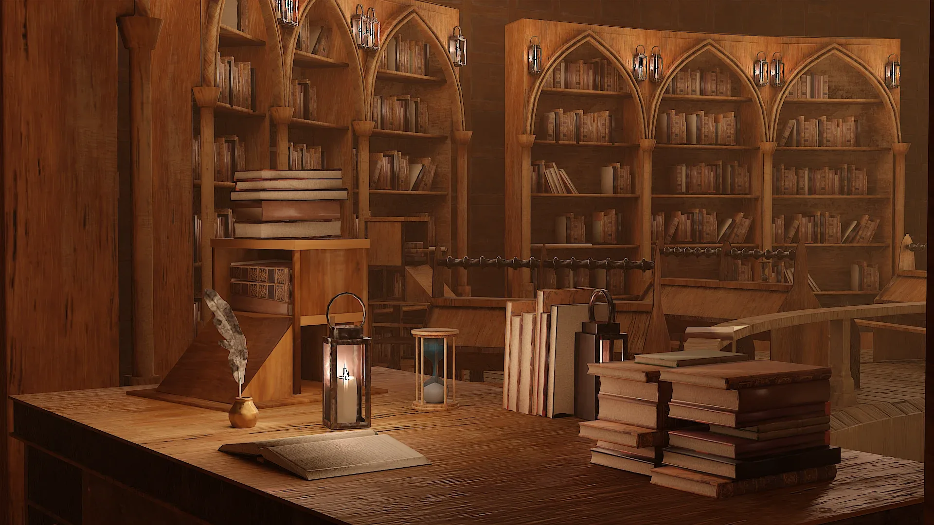 Medieval Library Model Pack Rustic Low-poly 3D Model