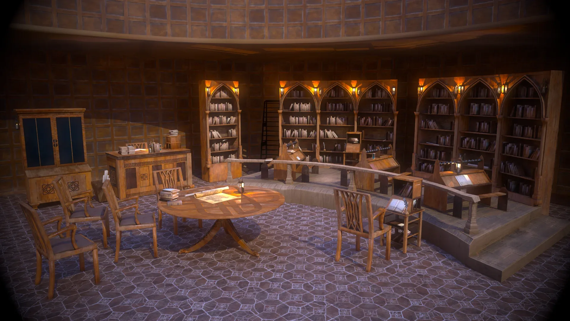 Medieval Library Model Pack Rustic Low-poly 3D Model