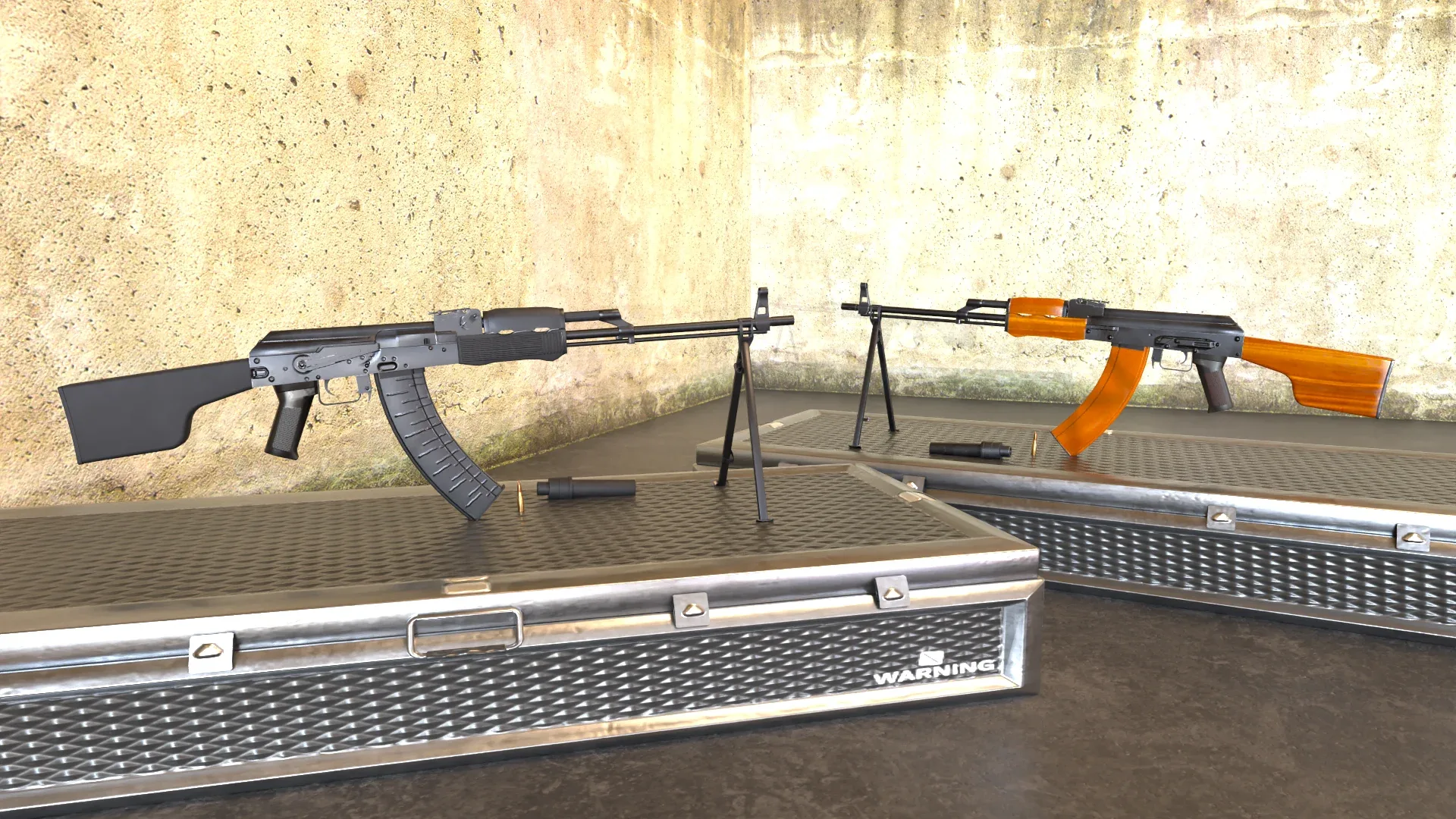 RPK Russian Assault Rifle Game Ready 2 Variations Low-poly 3D model