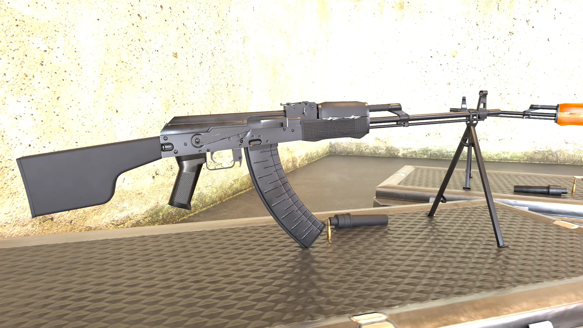 RPK Russian Assault Rifle Game Ready 2 Variations Low-poly 3D model