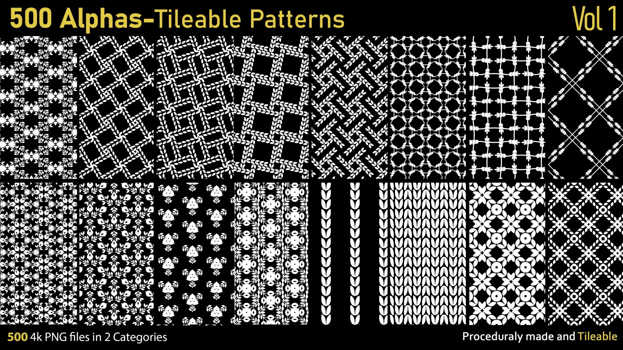 500 Alphas-Tileable Patterns