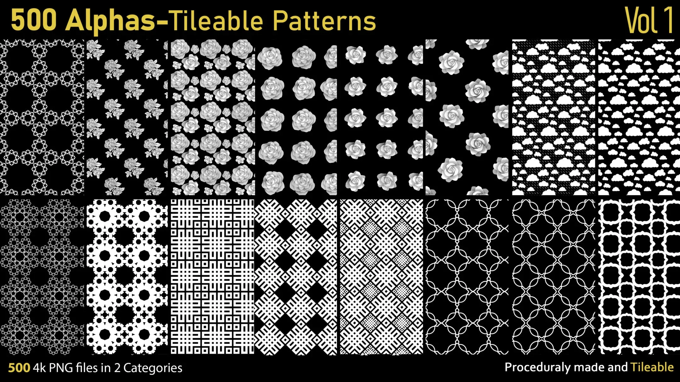 500 Alphas-Tileable Patterns