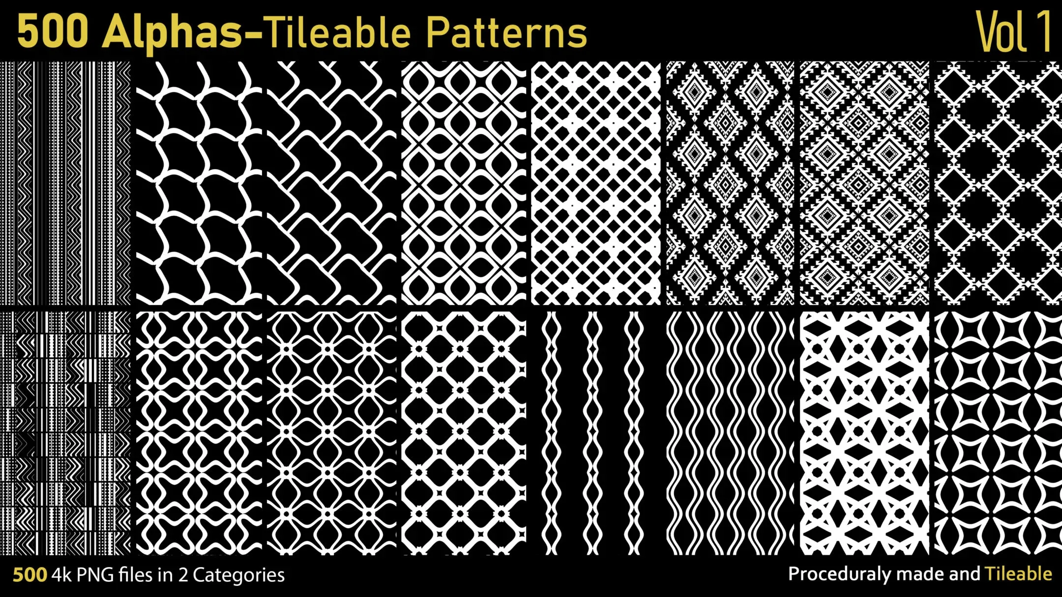 500 Alphas-Tileable Patterns