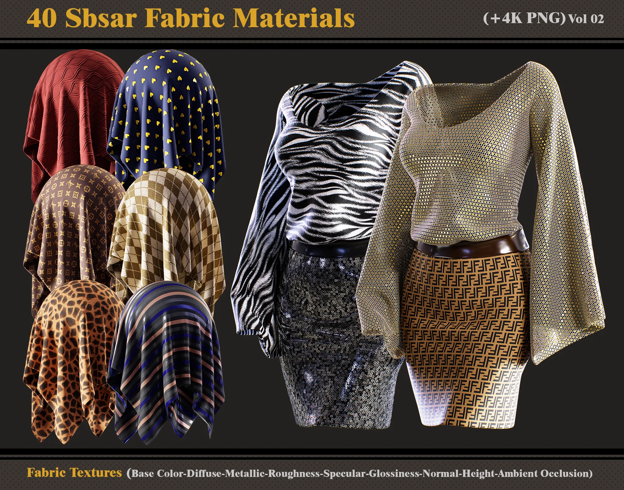 40 Sbsar Fabric Materials + Textures (vol 02)