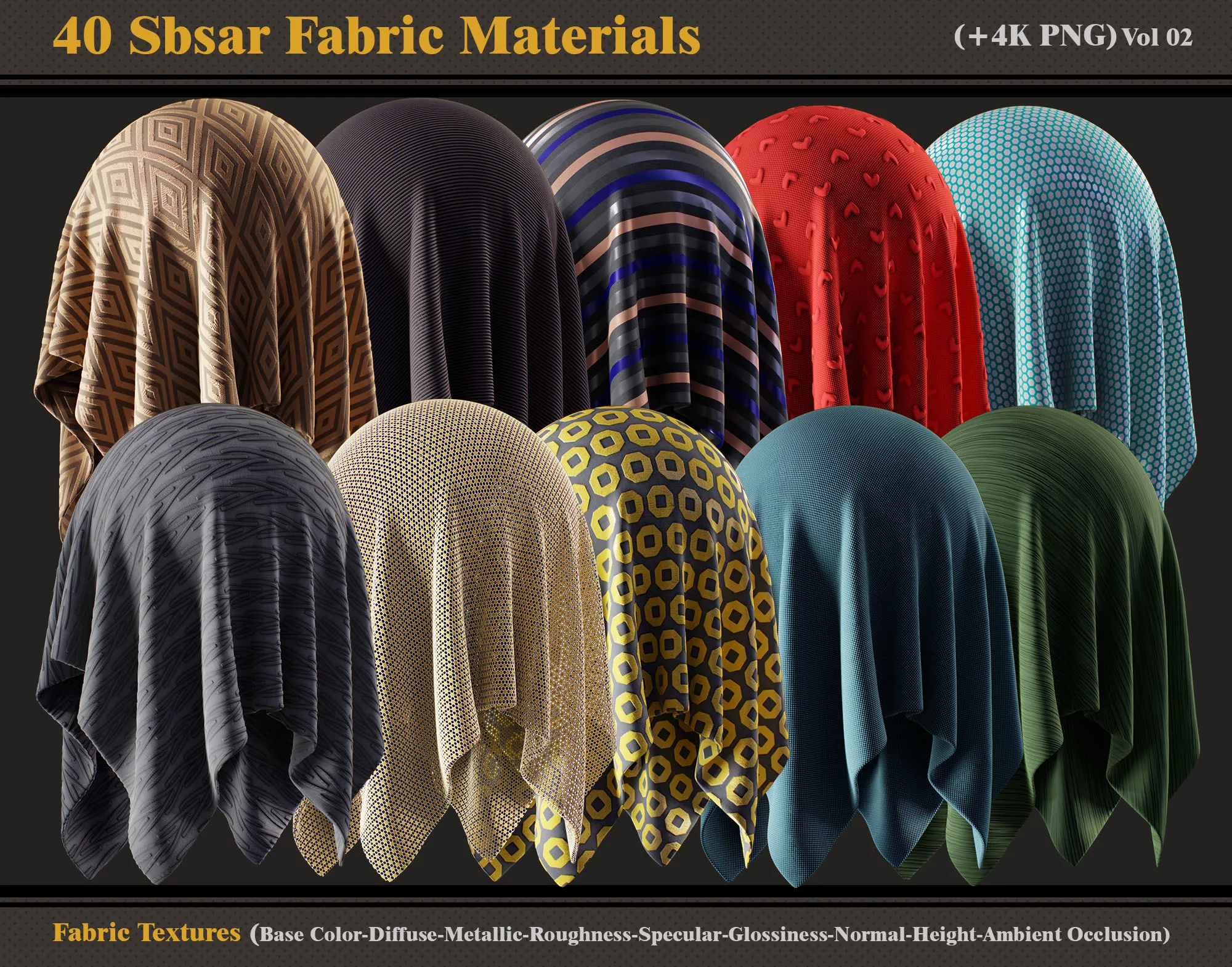 40 Sbsar Fabric Materials + Textures (vol 02)