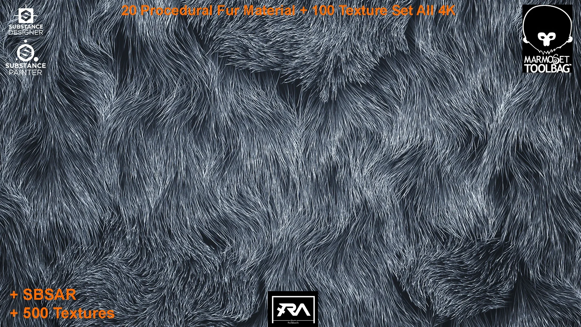 20 Procedural Fur Material (Tileable) + 100 Texture Set (500 Texture 4K - 5 Different Color)