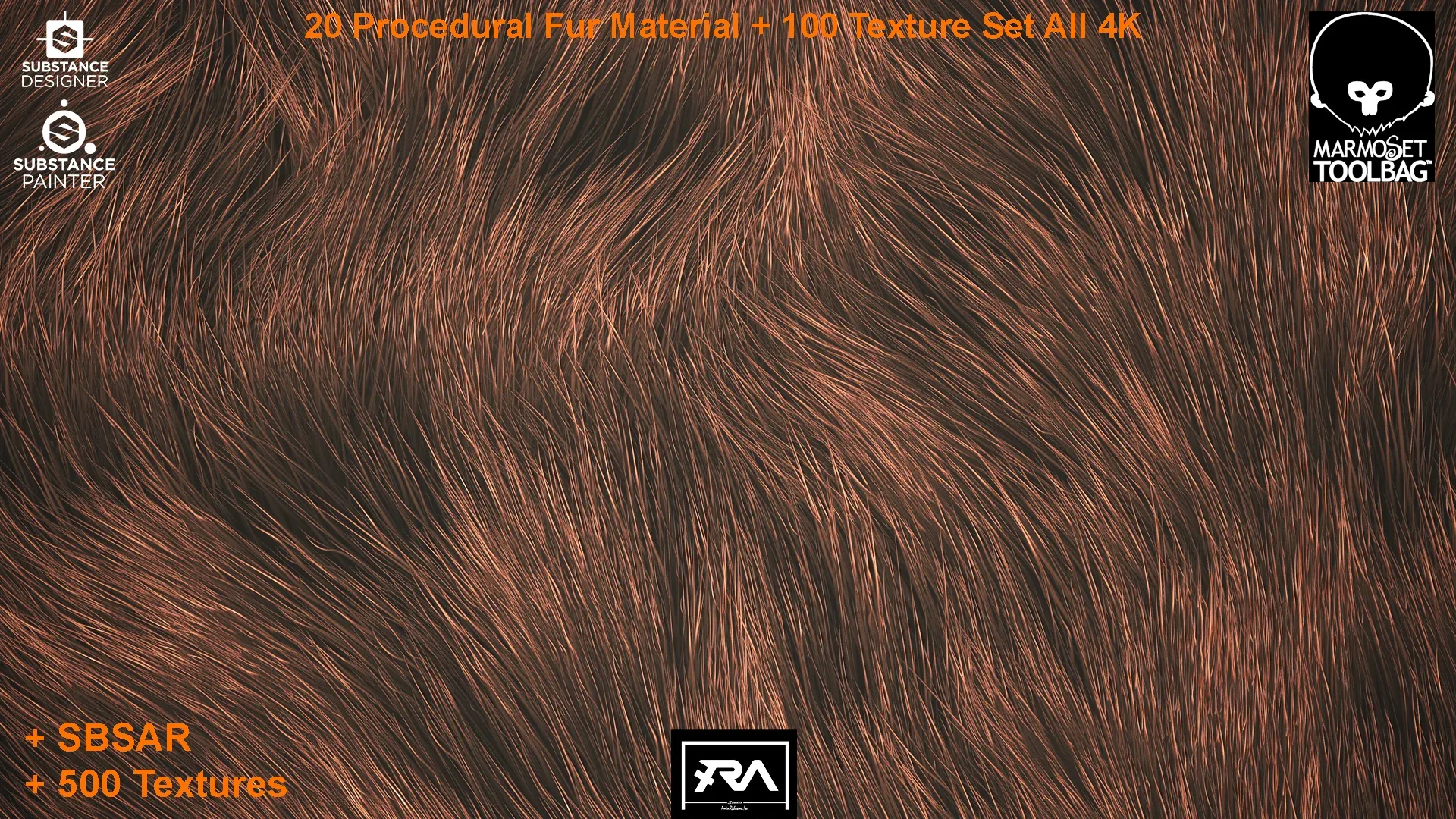 20 Procedural Fur Material (Tileable) + 100 Texture Set (500 Texture 4K - 5 Different Color)