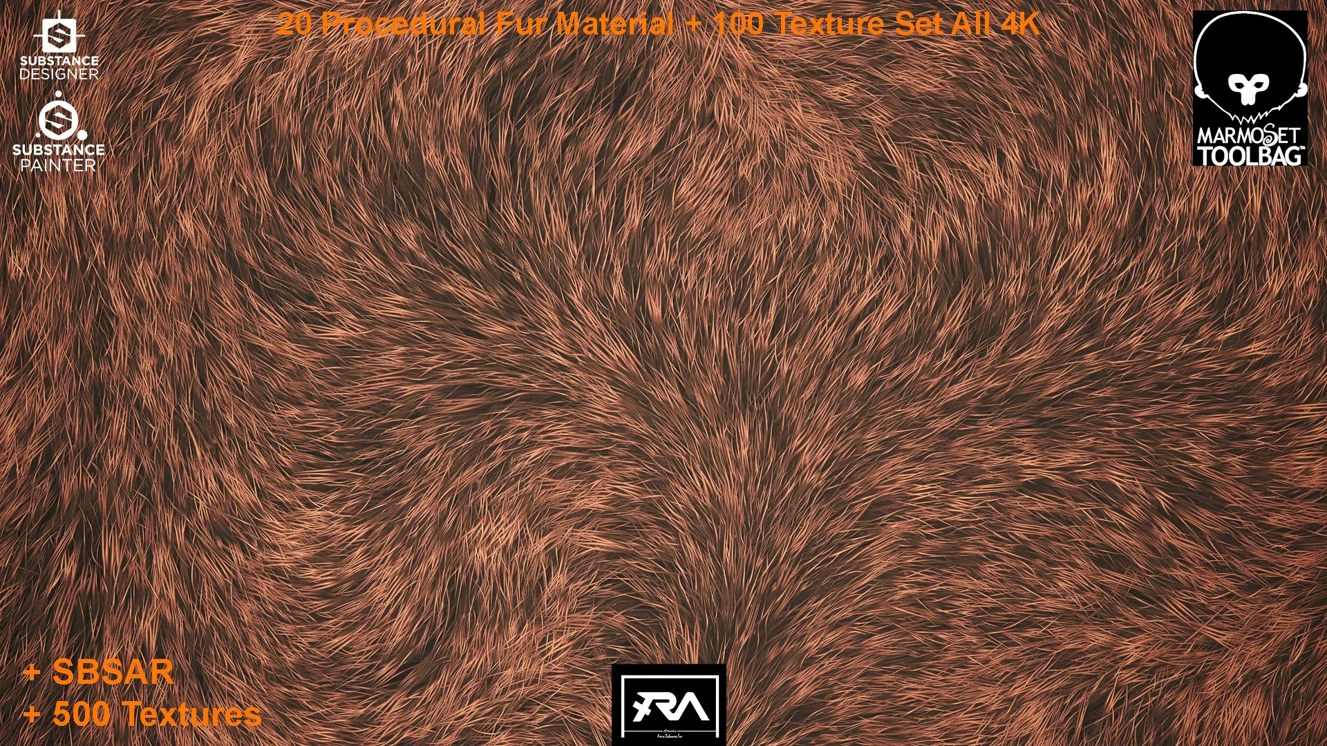 20 Procedural Fur Material (Tileable) + 100 Texture Set (500 Texture 4K - 5 Different Color)