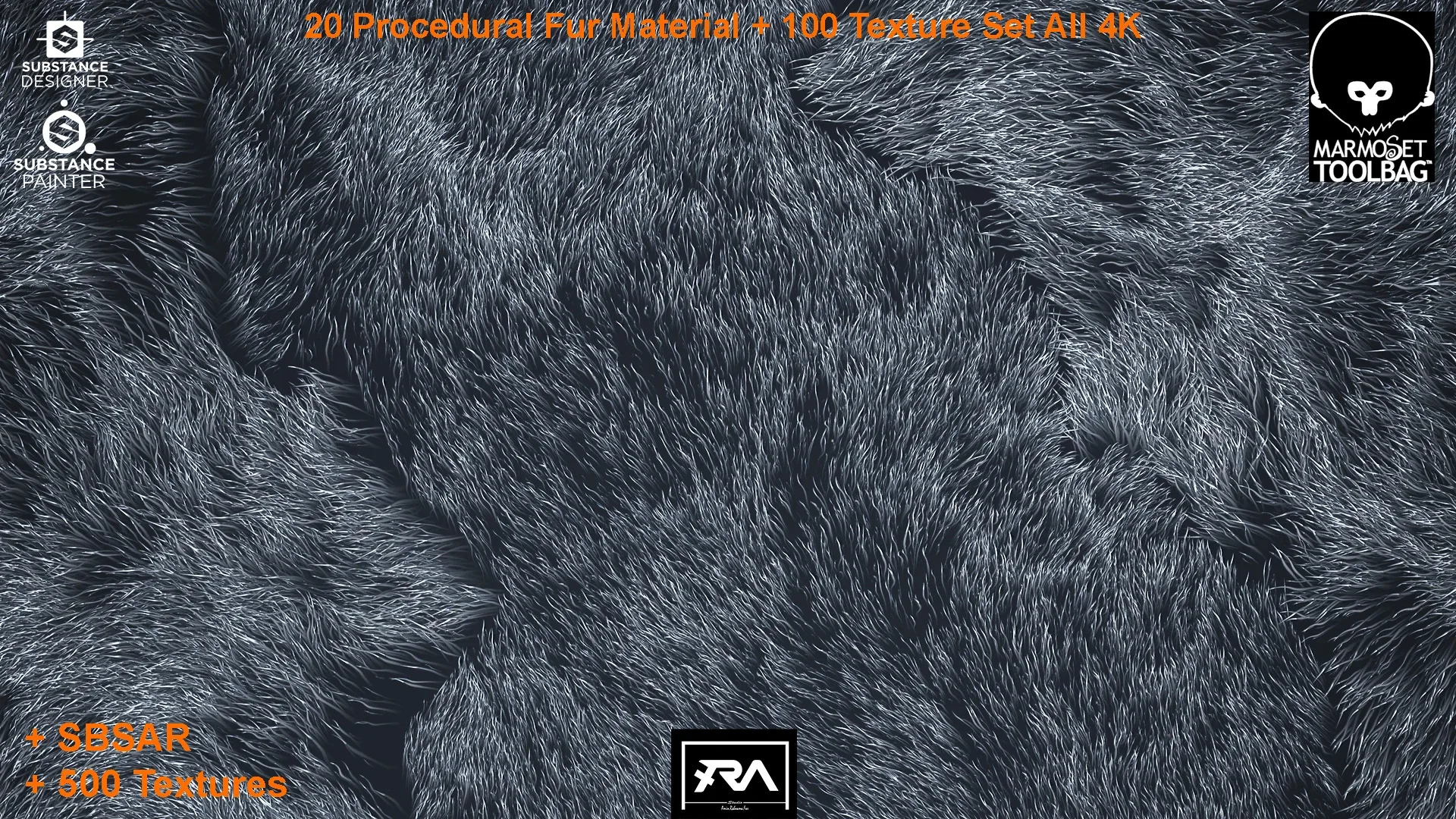 20 Procedural Fur Material (Tileable) + 100 Texture Set (500 Texture 4K - 5 Different Color)