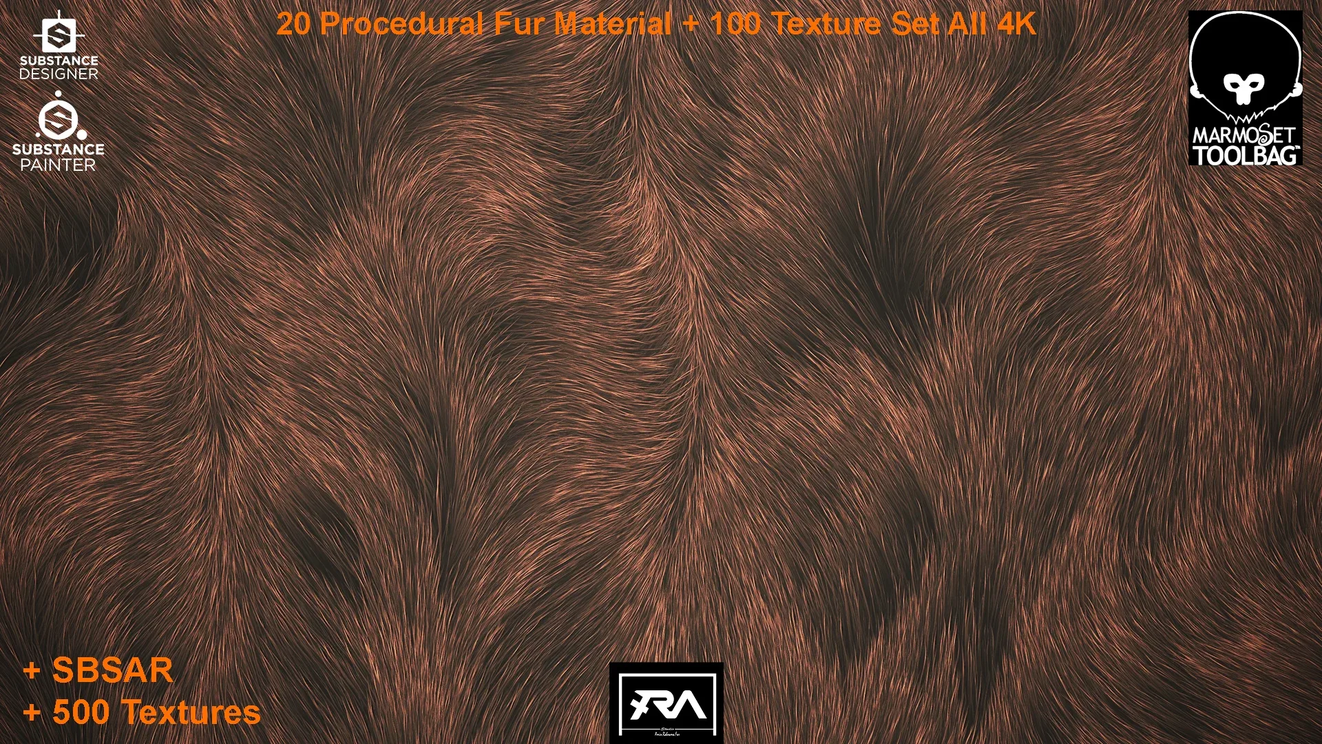 20 Procedural Fur Material (Tileable) + 100 Texture Set (500 Texture 4K - 5 Different Color)