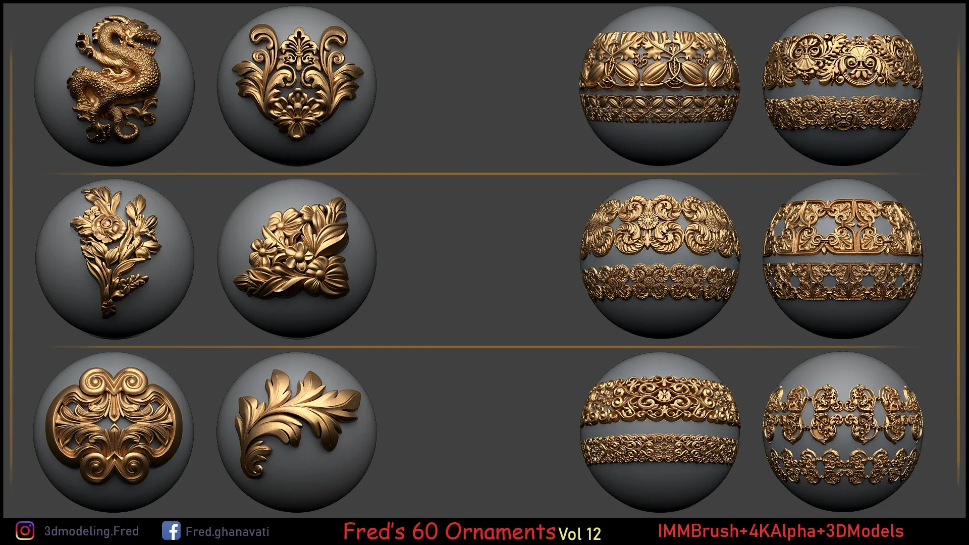 Fred's ORNAMENT BRUSH ( IMMBRUSH+3dModel+4kAlpha ) Vol 12