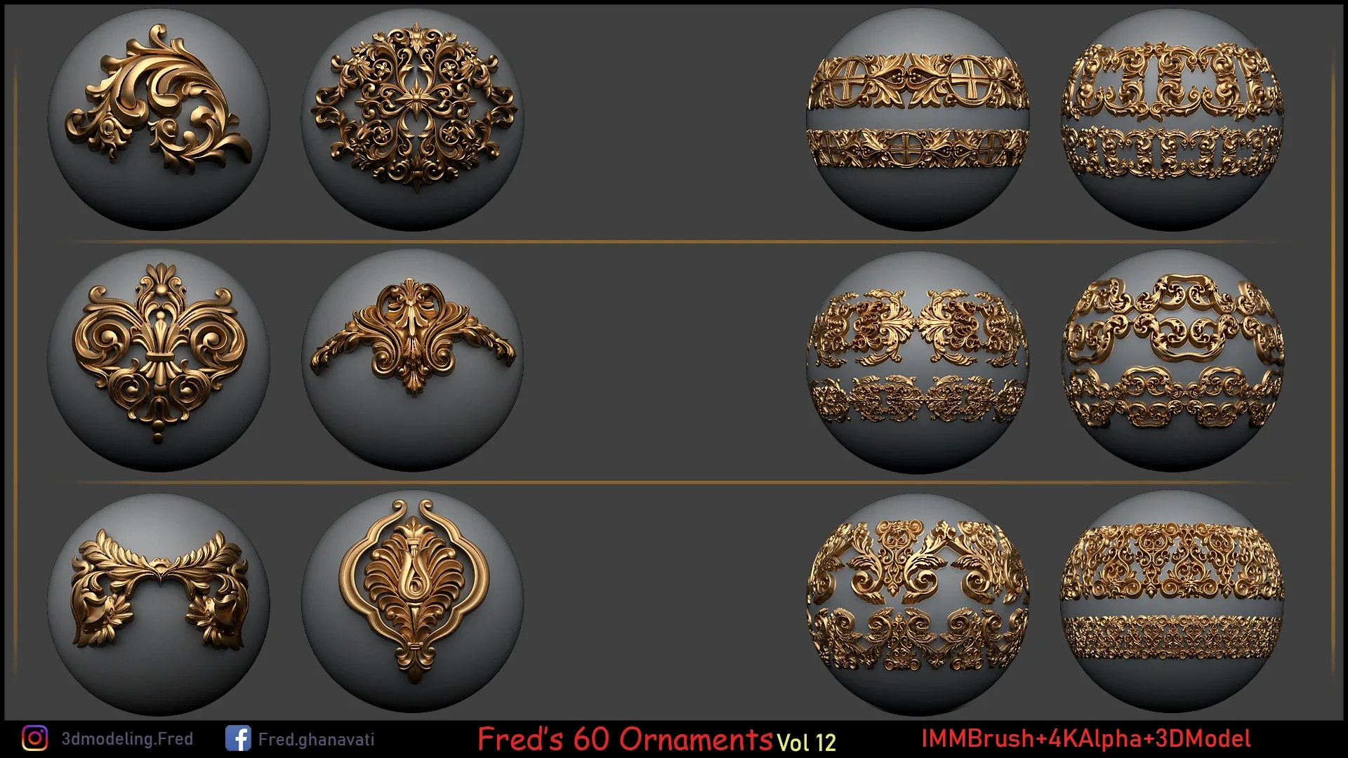 Fred's ORNAMENT BRUSH ( IMMBRUSH+3dModel+4kAlpha ) Vol 12