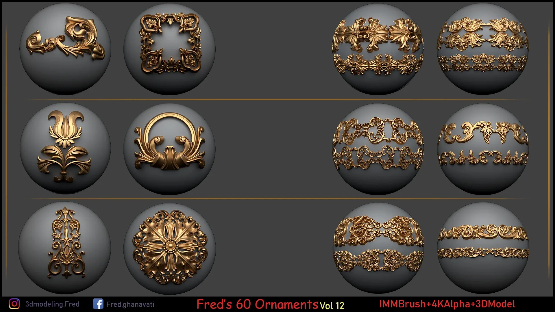 Fred's ORNAMENT BRUSH ( IMMBRUSH+3dModel+4kAlpha ) Vol 12