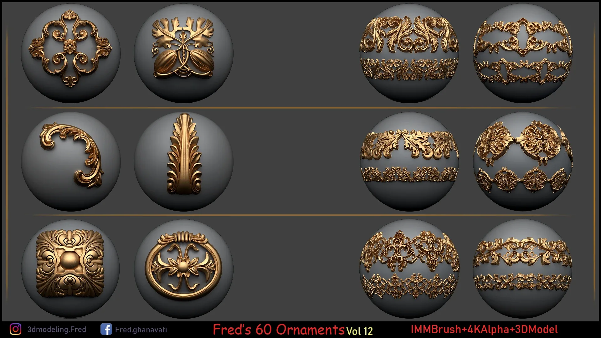 Fred's ORNAMENT BRUSH ( IMMBRUSH+3dModel+4kAlpha ) Vol 12