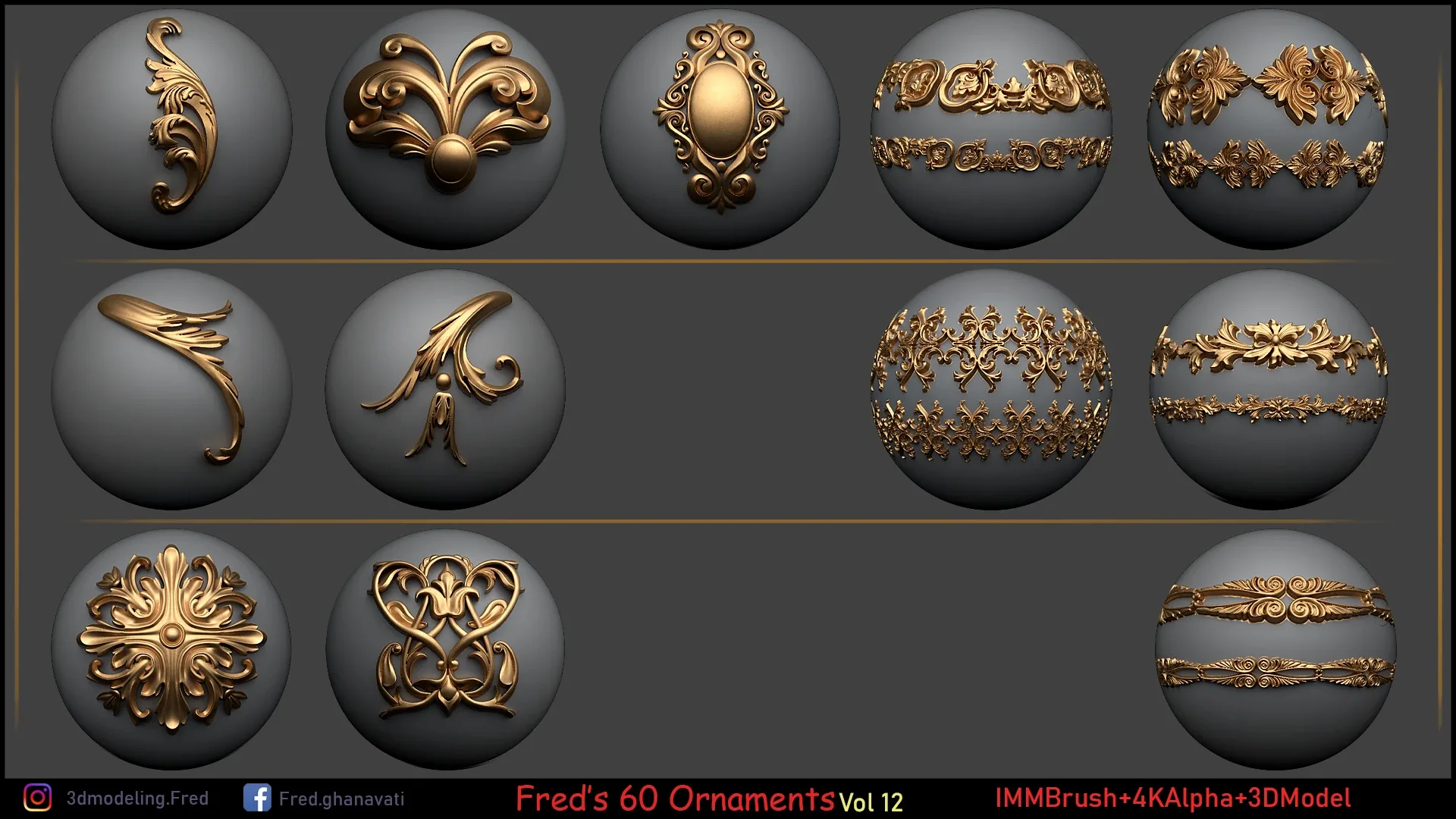 Fred's ORNAMENT BRUSH ( IMMBRUSH+3dModel+4kAlpha ) Vol 12