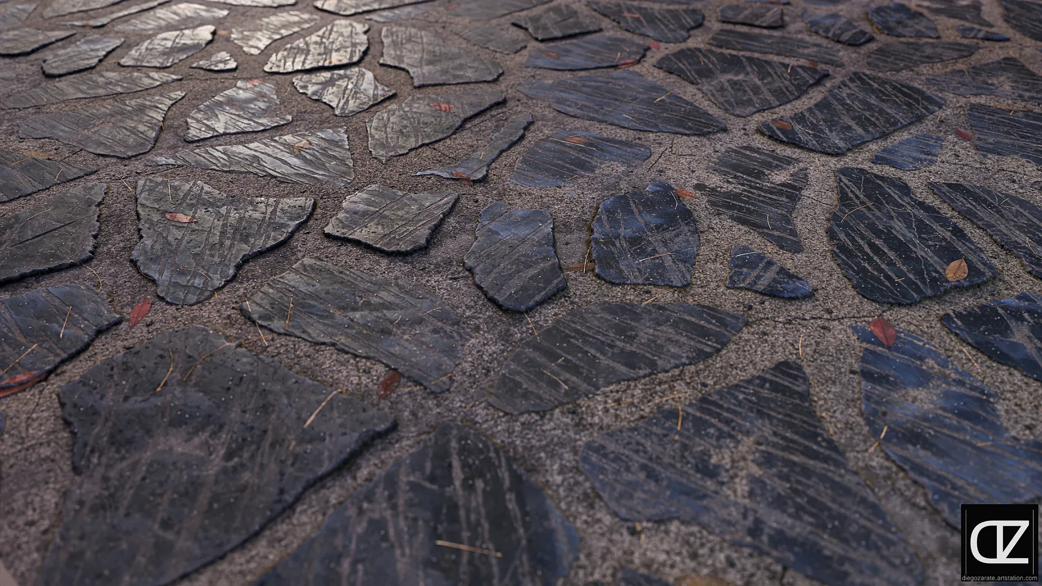 PBR - BLUISH FLAGSTONES REPLICA - 4K MATERIAL + SBS GRAPH