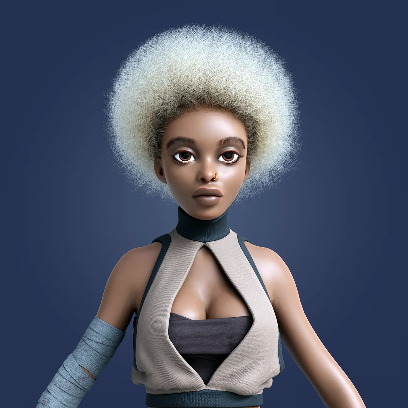 stylized female 3d character for rigging and animation Low-poly 3D model