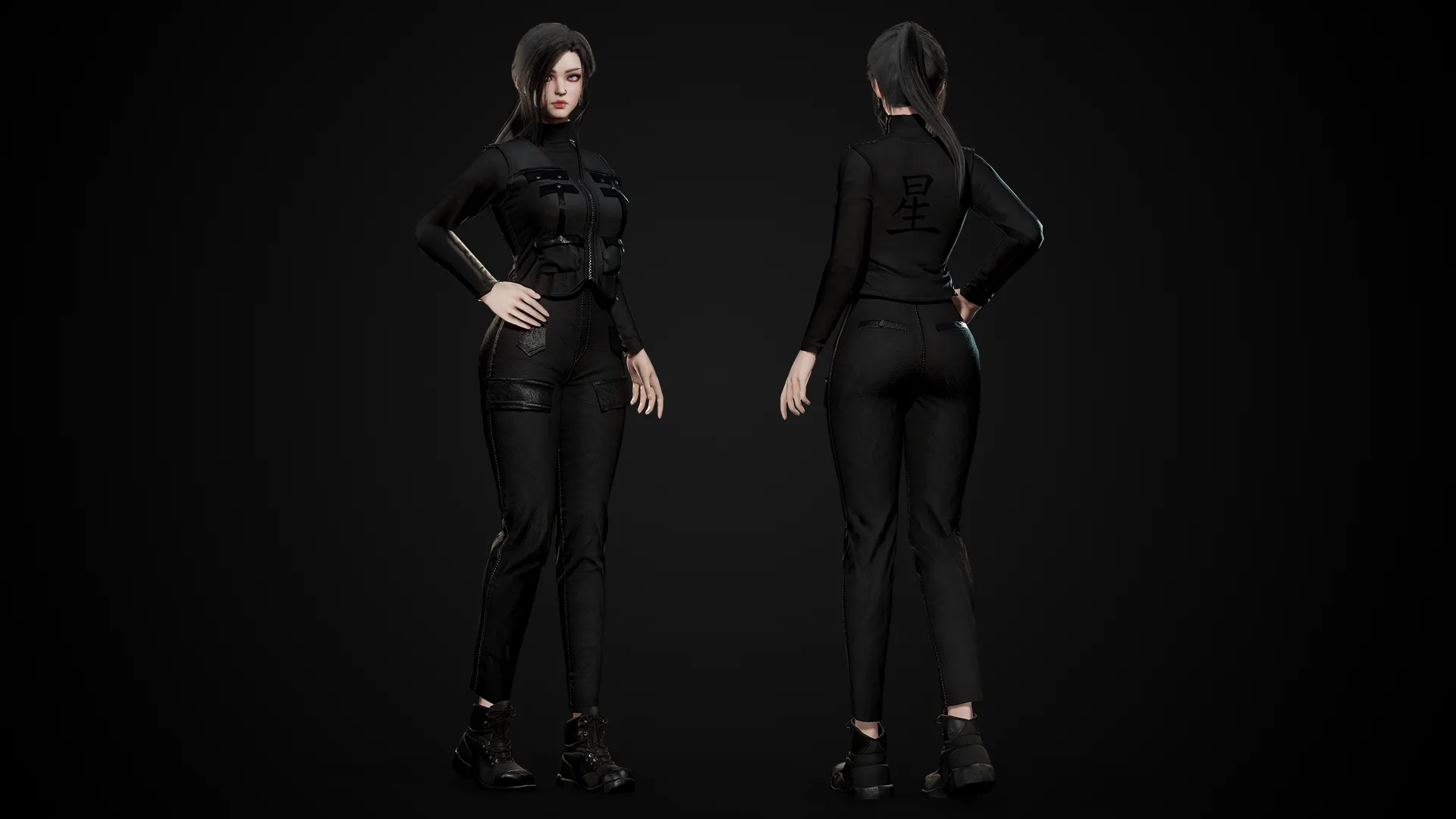 Techwear Girl - Game Ready